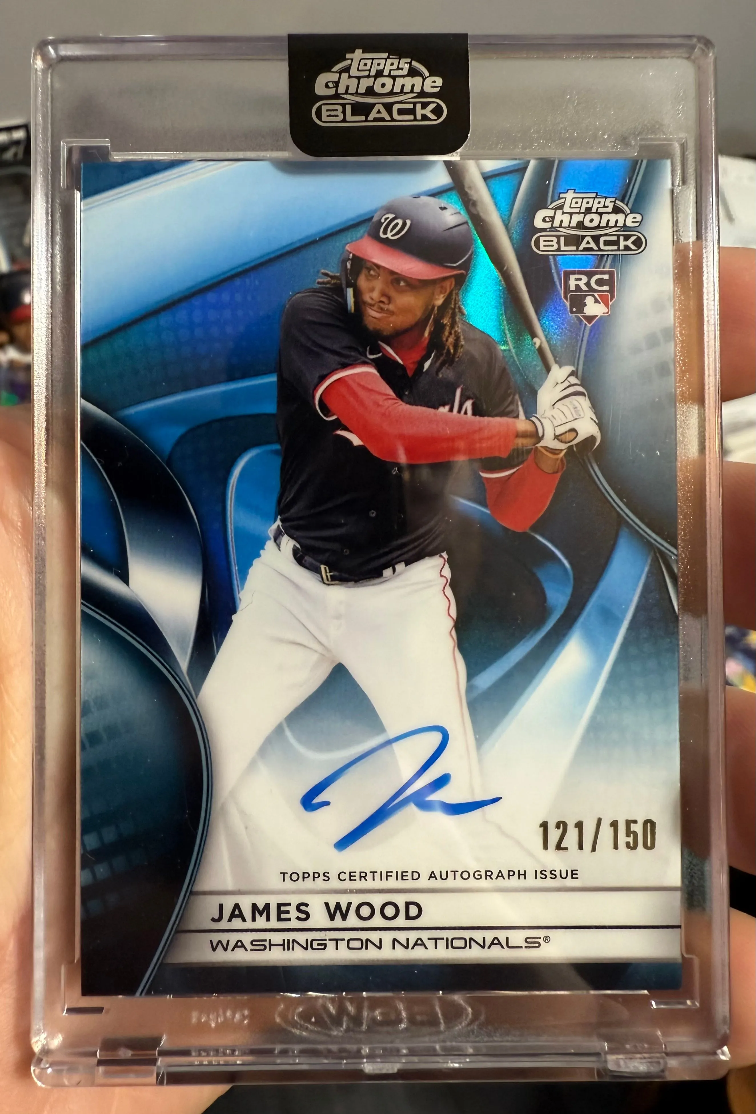 Product image for 2025 Topps Chrome Black James Wood Blue Auto /150