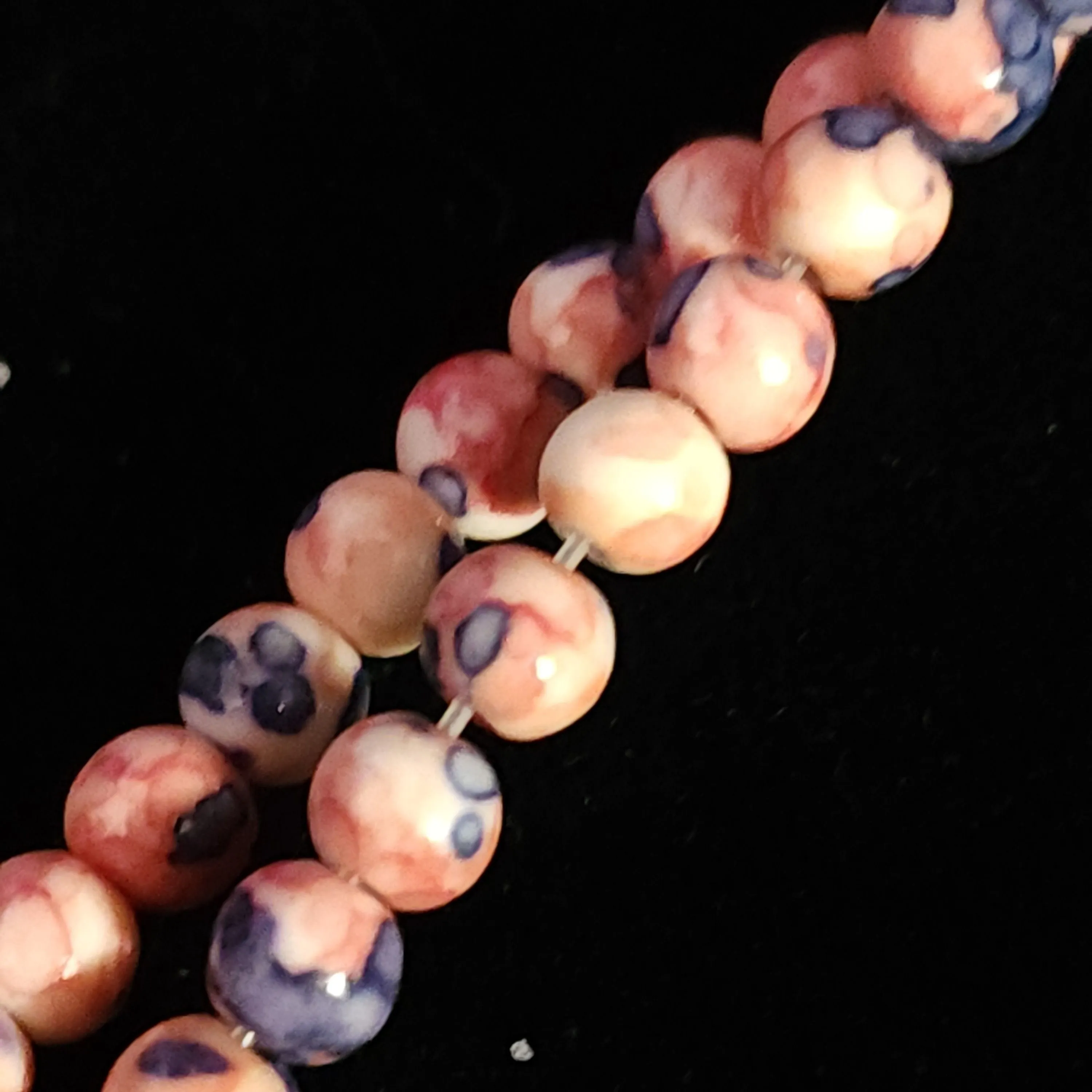 Product image for #28D: Pink/Purple Rain Flower Yuhua Stone Round Beads,  4mm