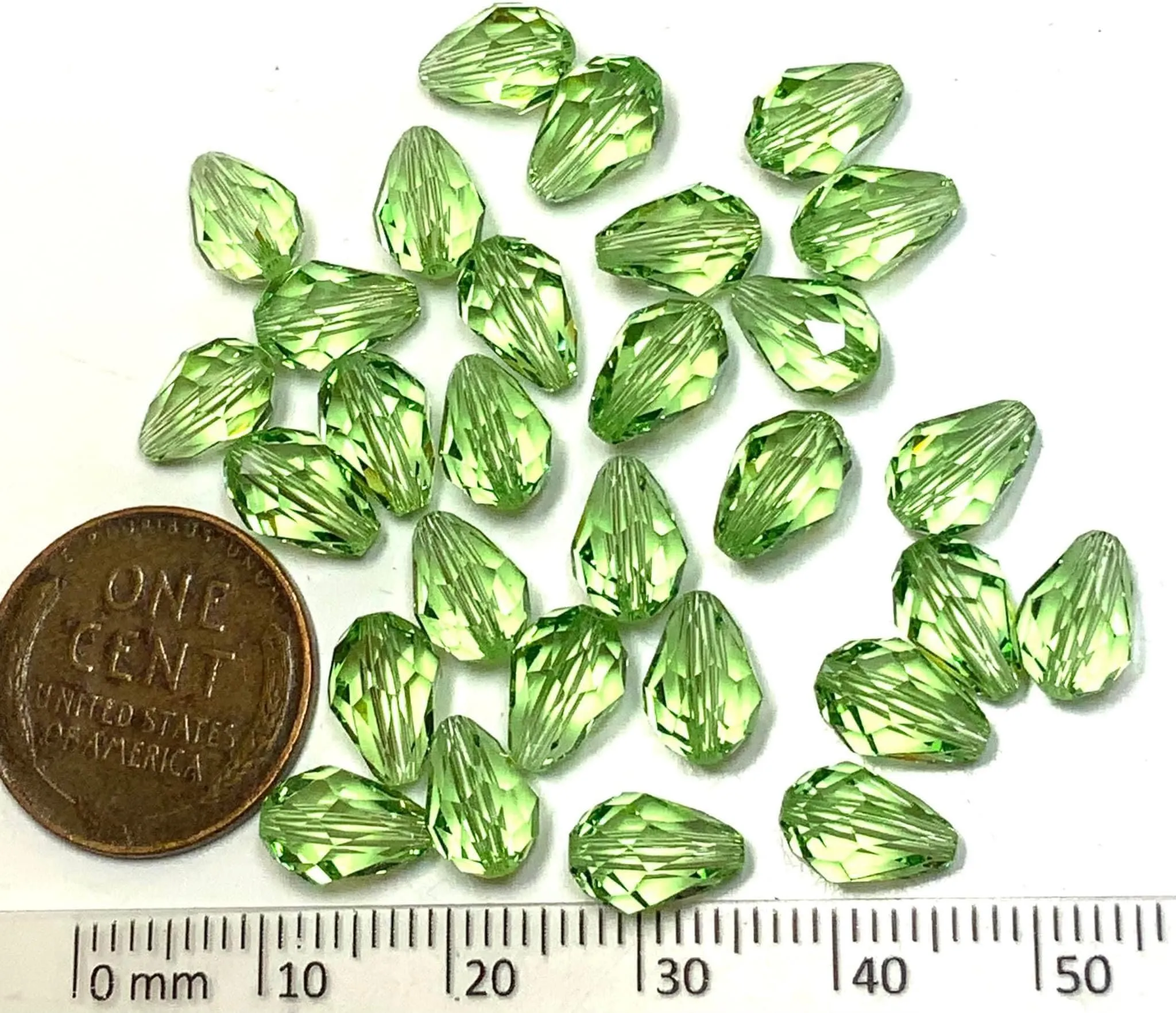 Product image for CS14. Swarovski Crystal Teardrop Beads, Art. 5500, in Peridot - 4 pcs
