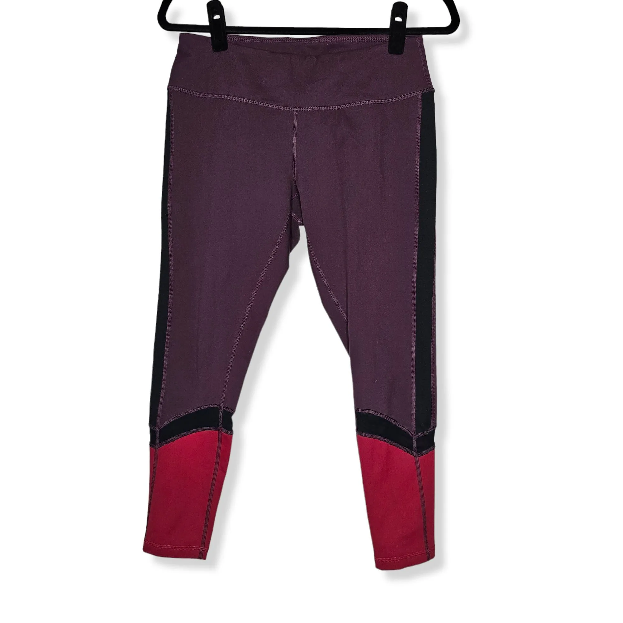 Product image for Zella Size Medium Red Purple Black Colorblock Leggings Mid Rise 24" Inseam