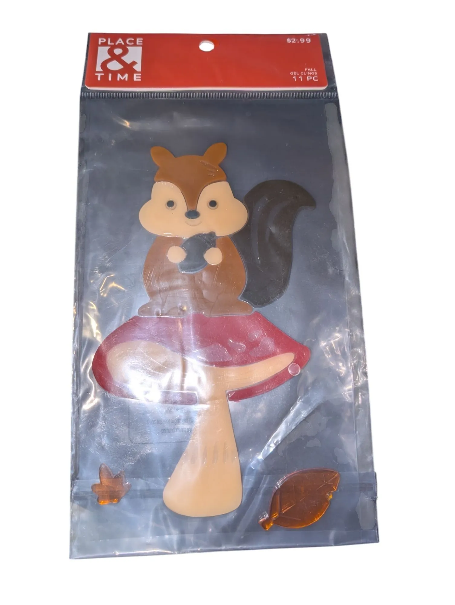 Product image for 11pc set of fall-themed window gel clings