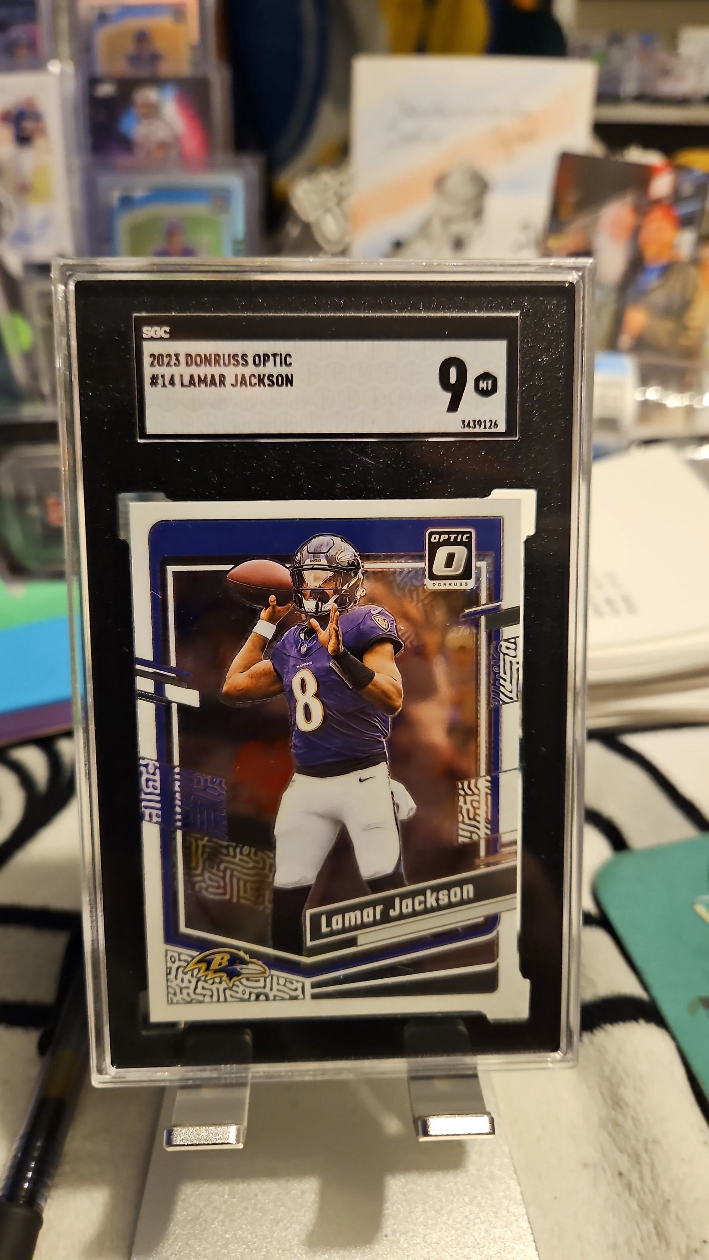 Product image for Lamar Jackson Slab...SGC 9....2023 Donruss Optic..Ravens