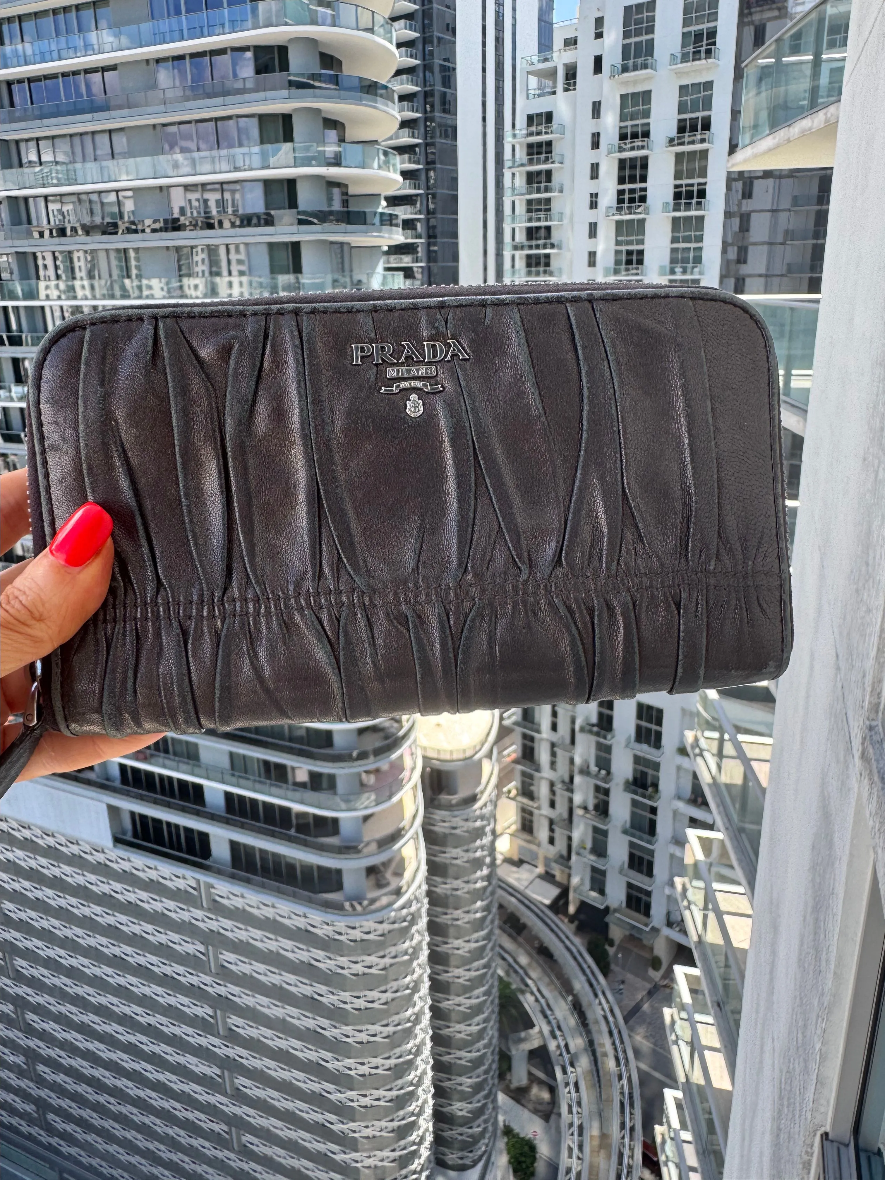 Product image for 21. Prada Napa Metallic Zippy Wallet