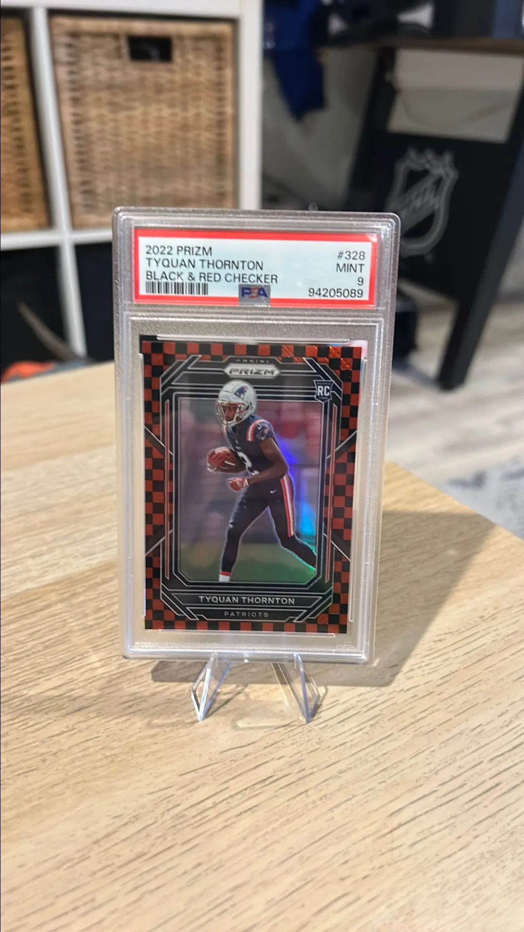 Product image for 2022 Panini Prizm Tyquan Thornton 328 Black & Red Checker PSA MINT 9