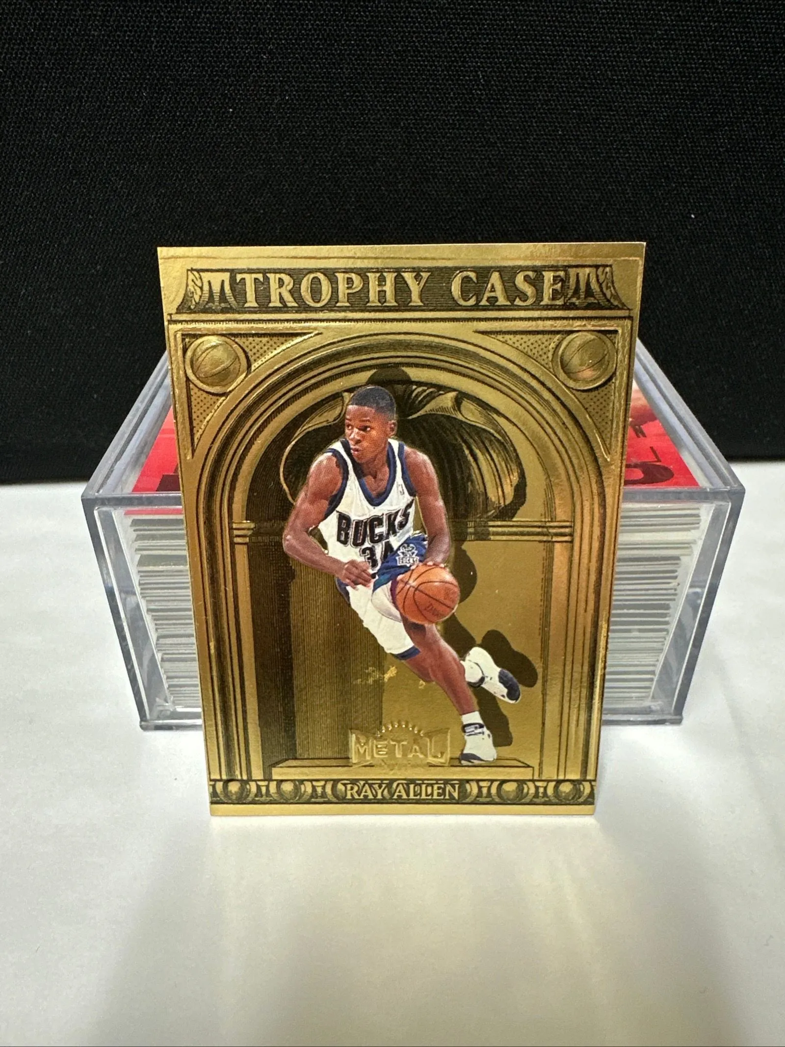 Product image for 98' Skybox Metal Universe Trophy Case Gold Insert Ray Allen