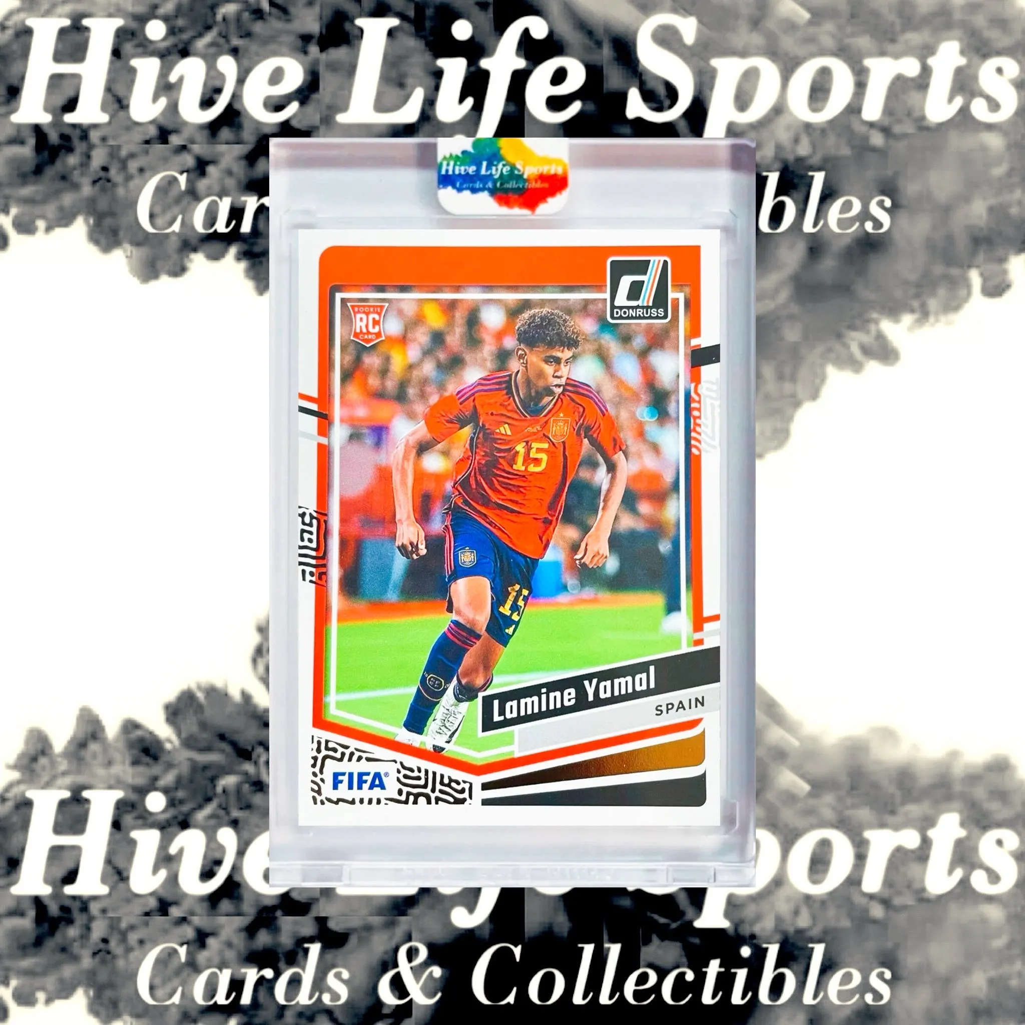 Product image for Lamine Yamal 2023-24 Panini Donruss FIFA RC #54 Spain w/ HLS One Touch