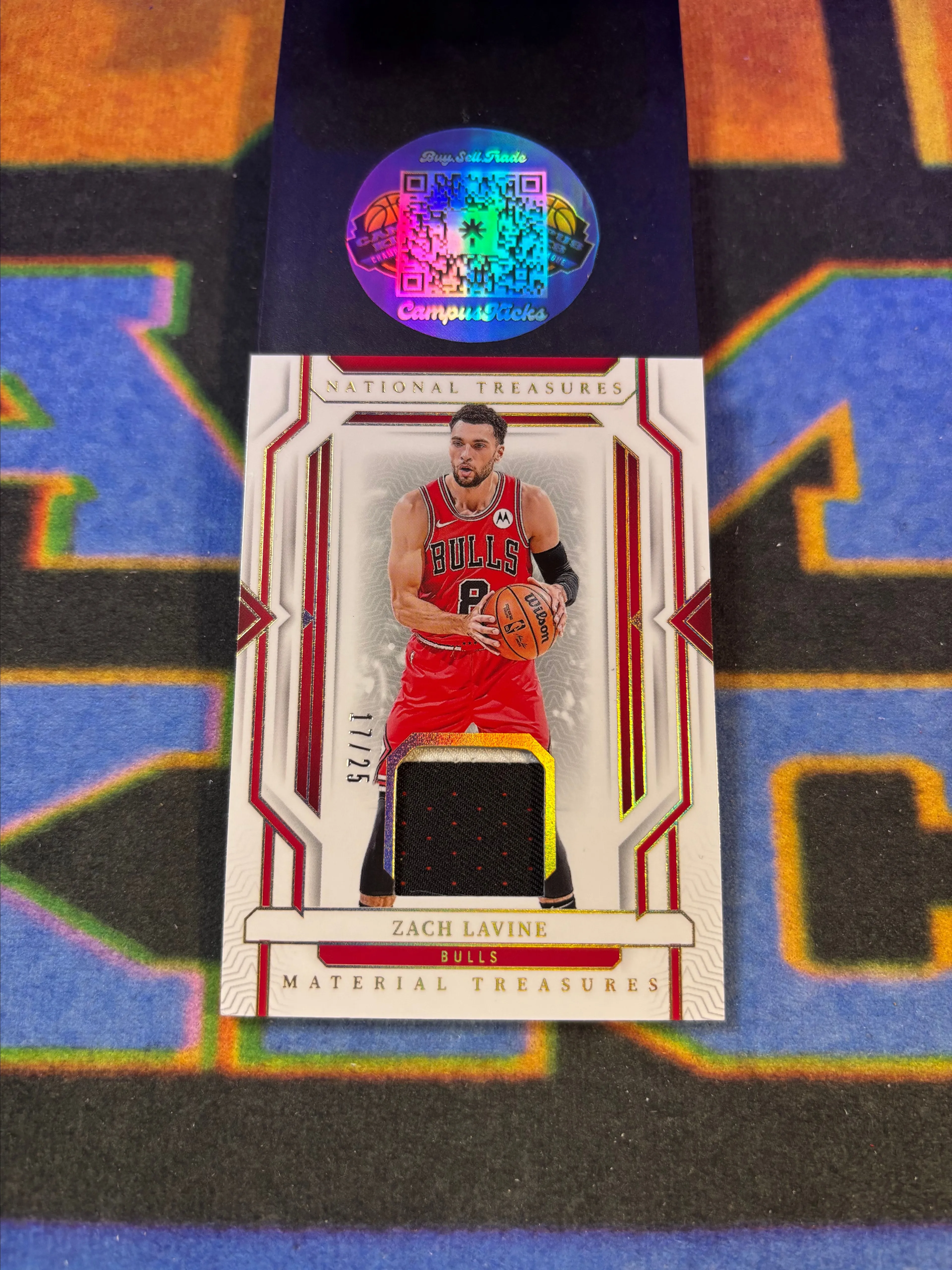 Product image for 2023-24 National Treasures Gold Zach Lavine Game Worn Material /25