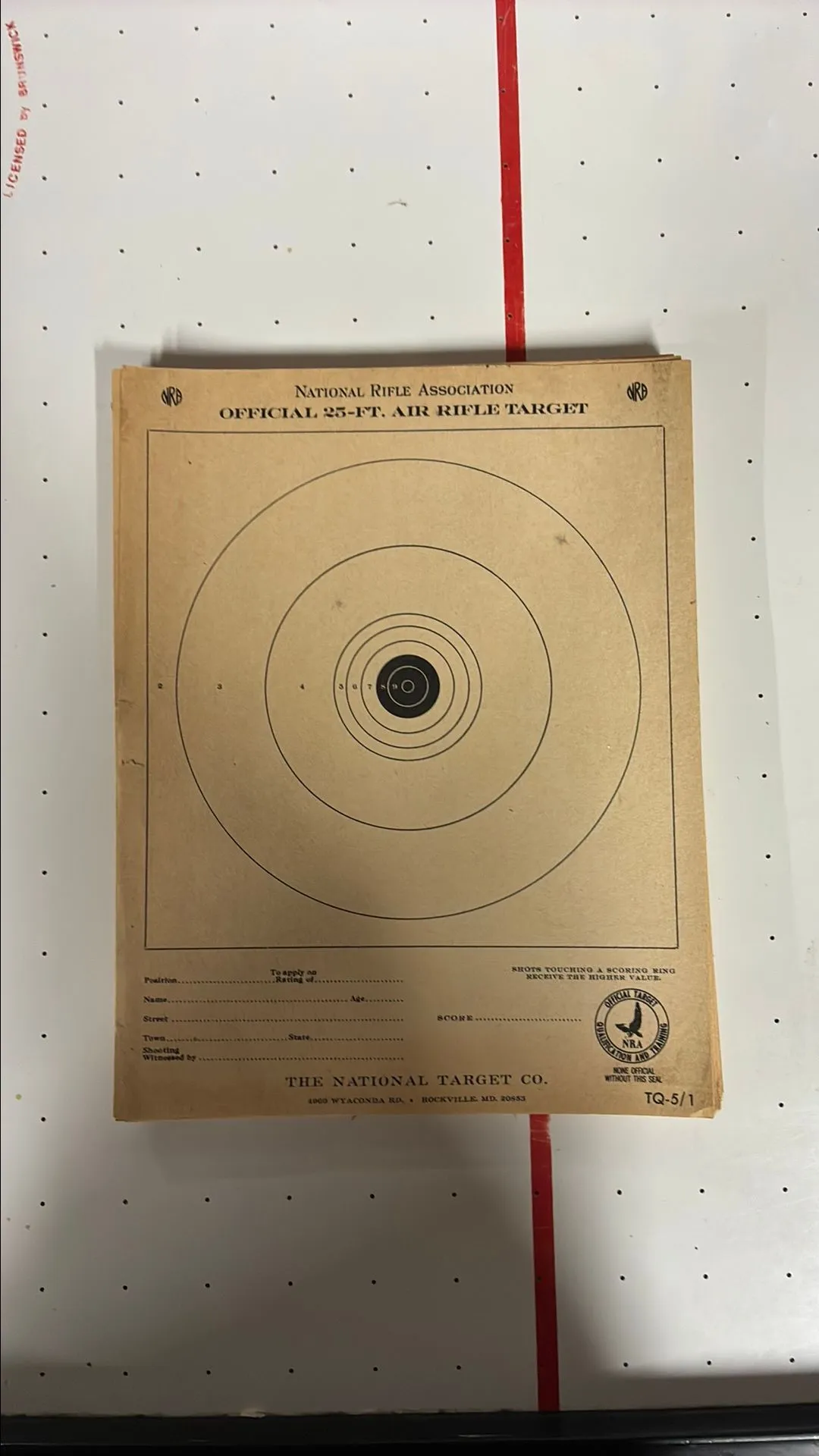 Product image for 52 NRA Air Rifle Target