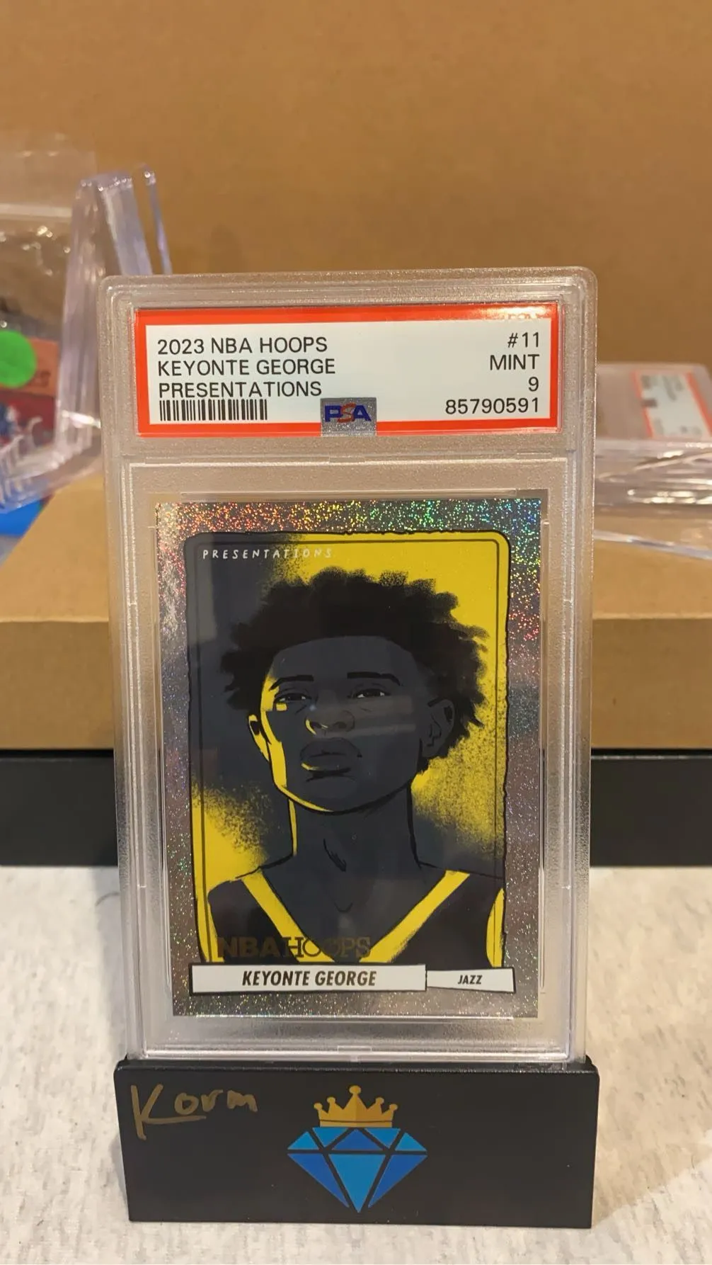 Product image for Keyonte George Rookie 2023 Panini NBA Hoops Presentations PSA 9 SP JAZZ #11