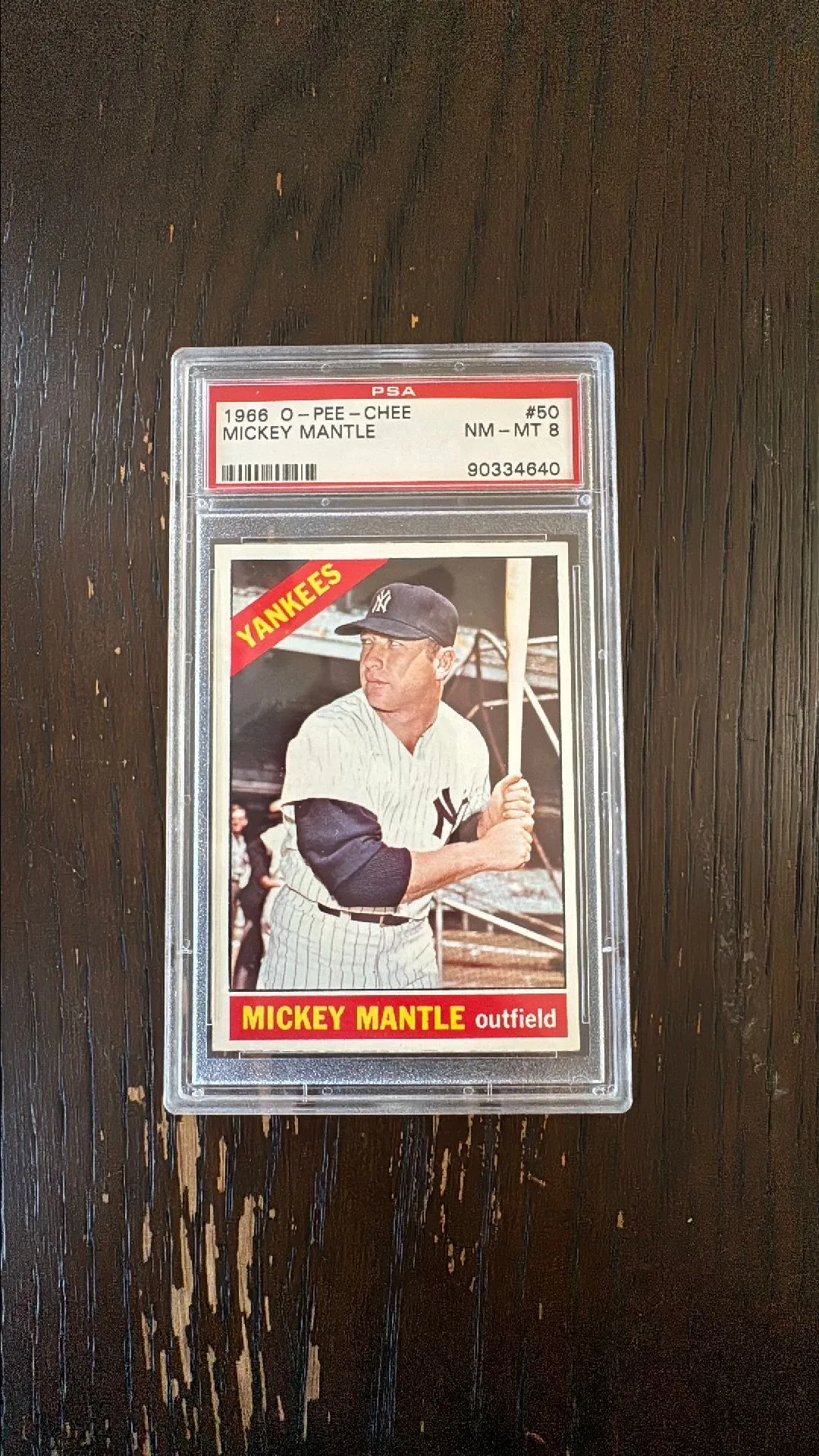 Product image for 1966 O-Pee-Chee Mickey Mantle 50  PSA NM-MT 8
