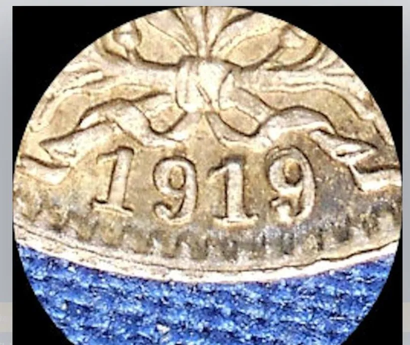 Product image for Germany 1919/9/-D 0r 9/8?, 1/2 mark uncatalogued RE-PUNCHED DATE world coin #3342