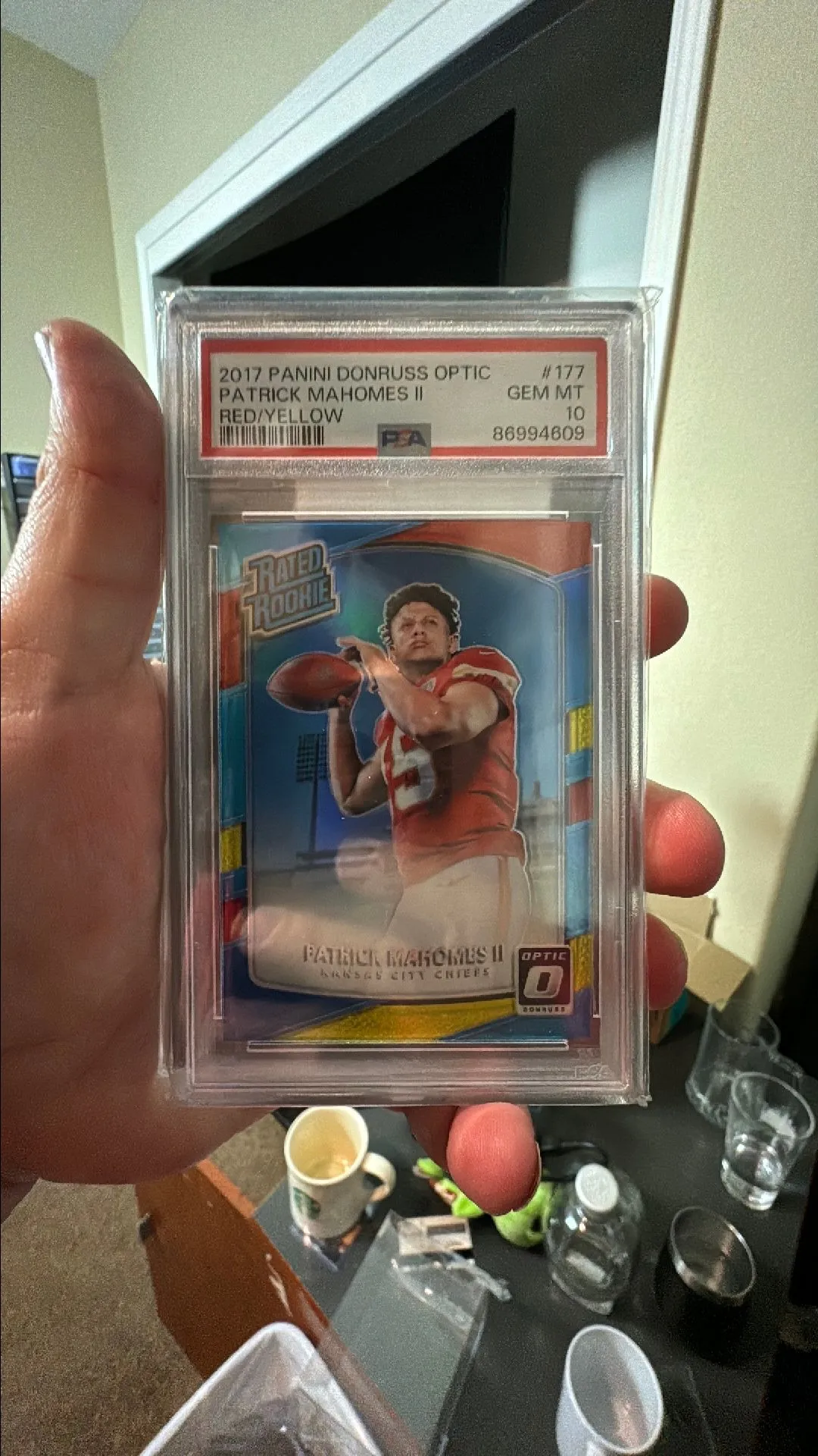 Product image for Mahomes rookie red yellow optic psa10
