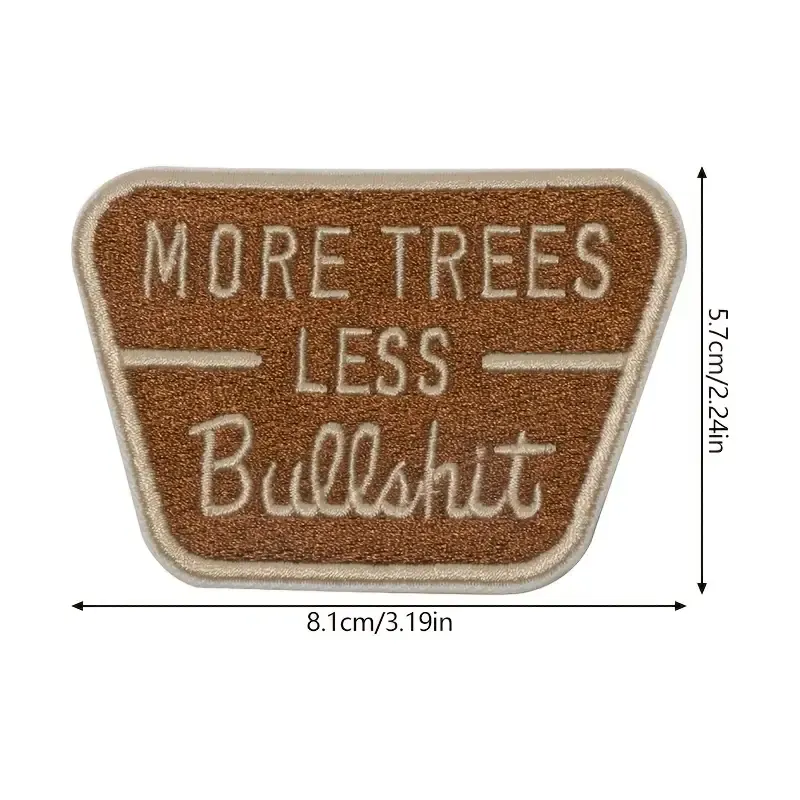 Product image for More Trees Less Bullshit Patch - Embroidered Iron-On Hiking Camping patch DIY