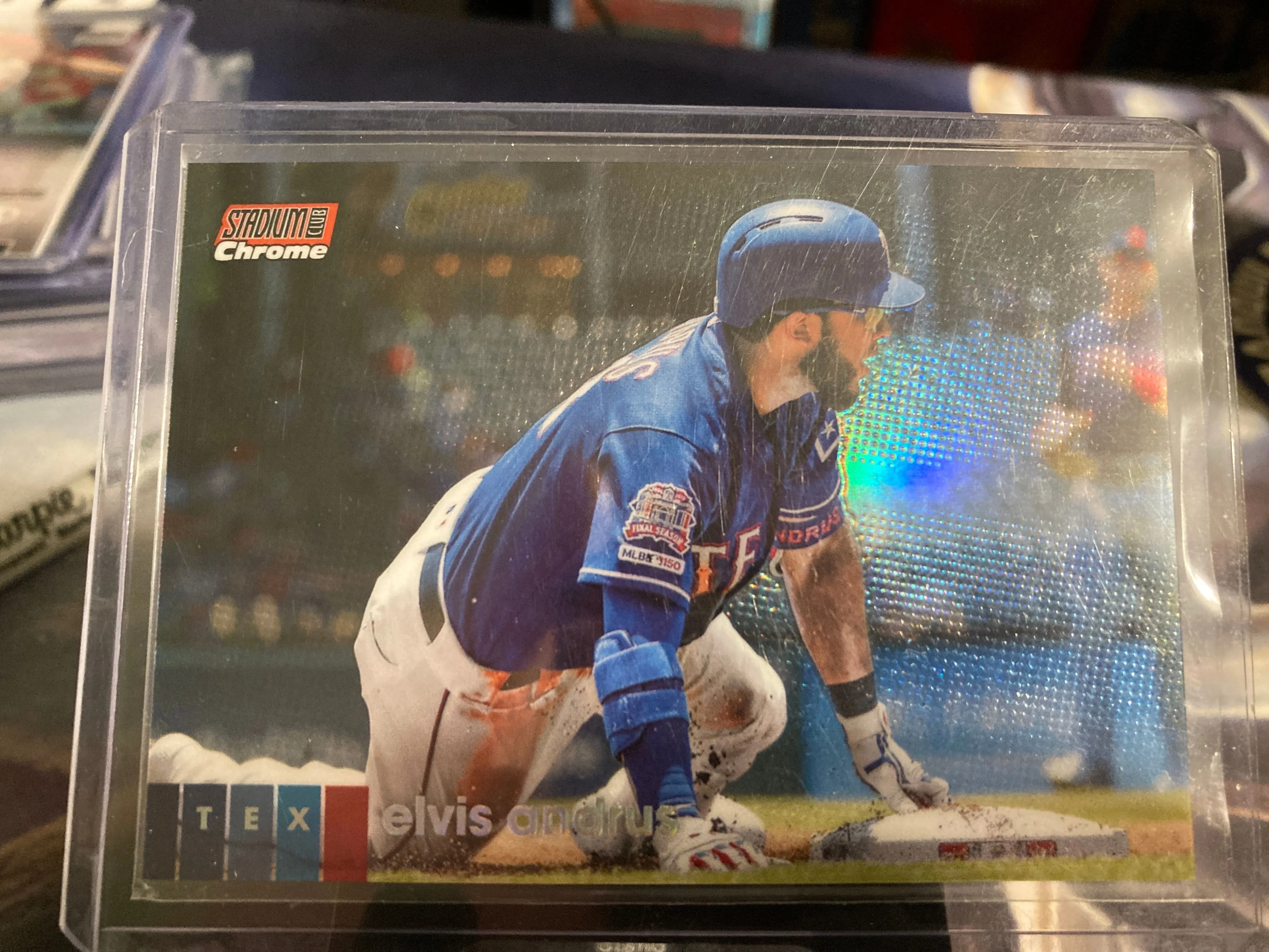 Product image for 2020 Topps Stadium Club Elvis Andrus Refractor 1/5 First On Print