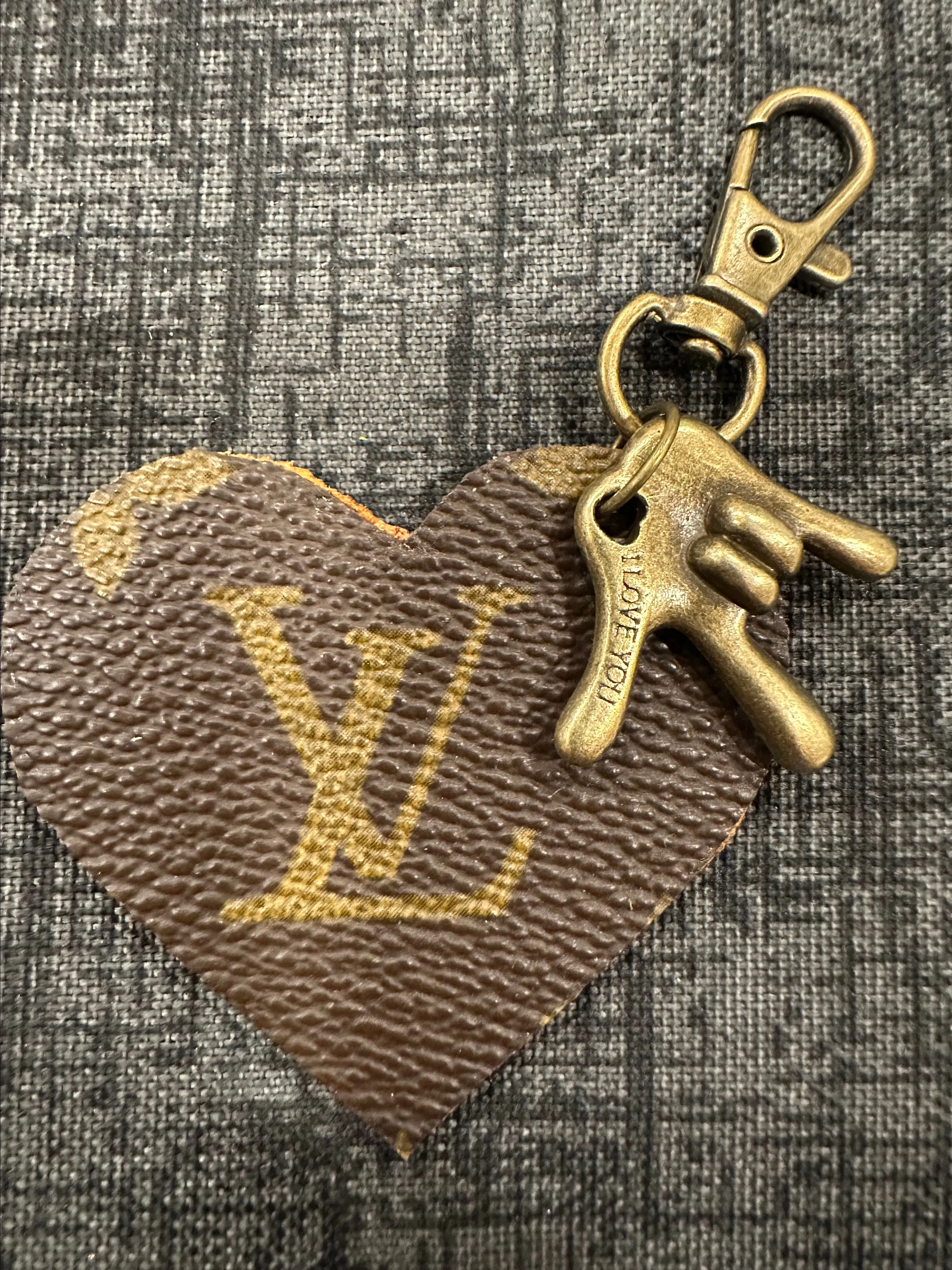 Product image for 0.	Bag Charm/Keychain with upcycled Louis Vuitton Monogram