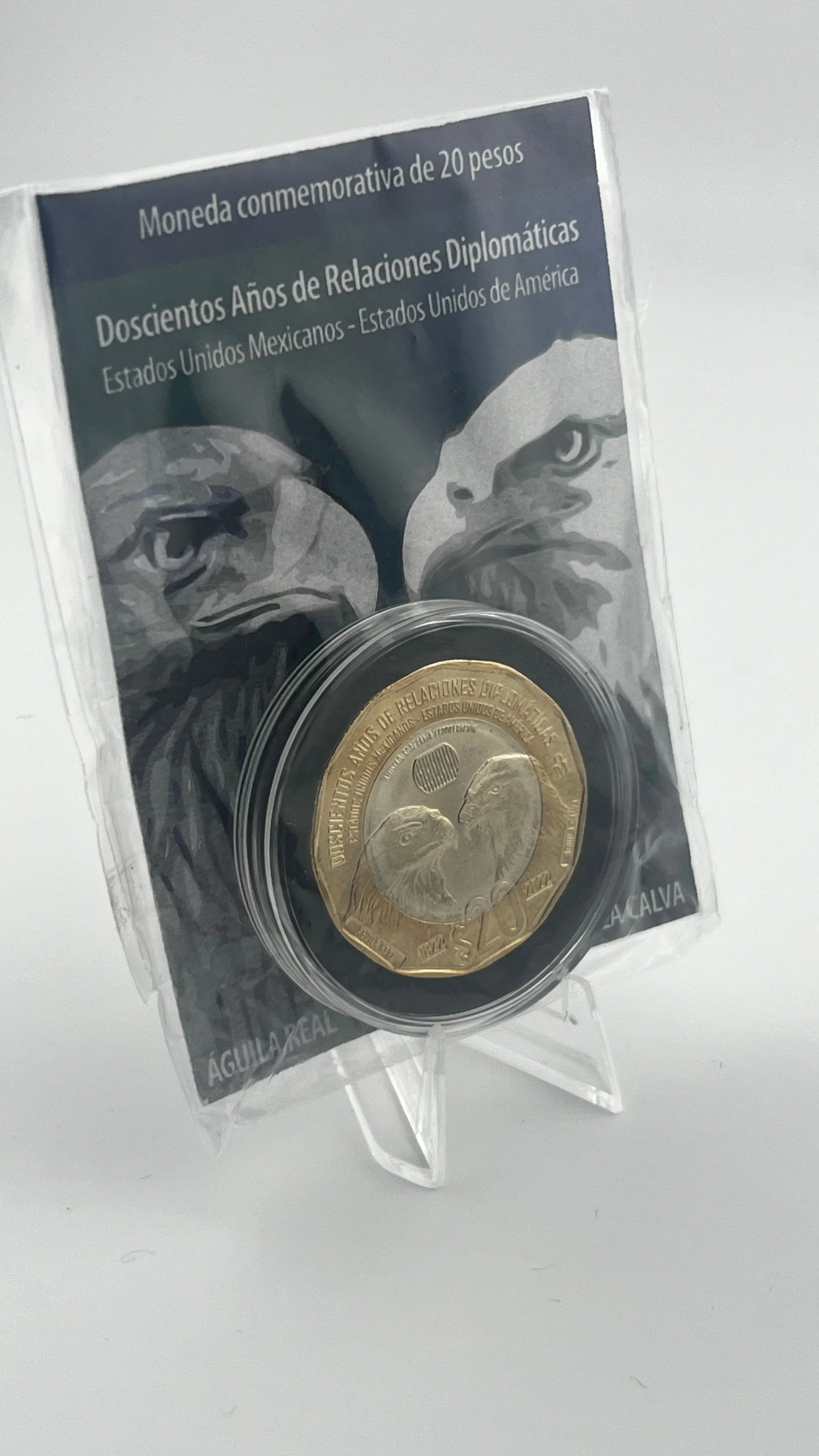 Product image for MEXICO COIN $20 PESOS 2022 JUST RELEASED 200 yr. Diplomatic Relations USA.MEX.