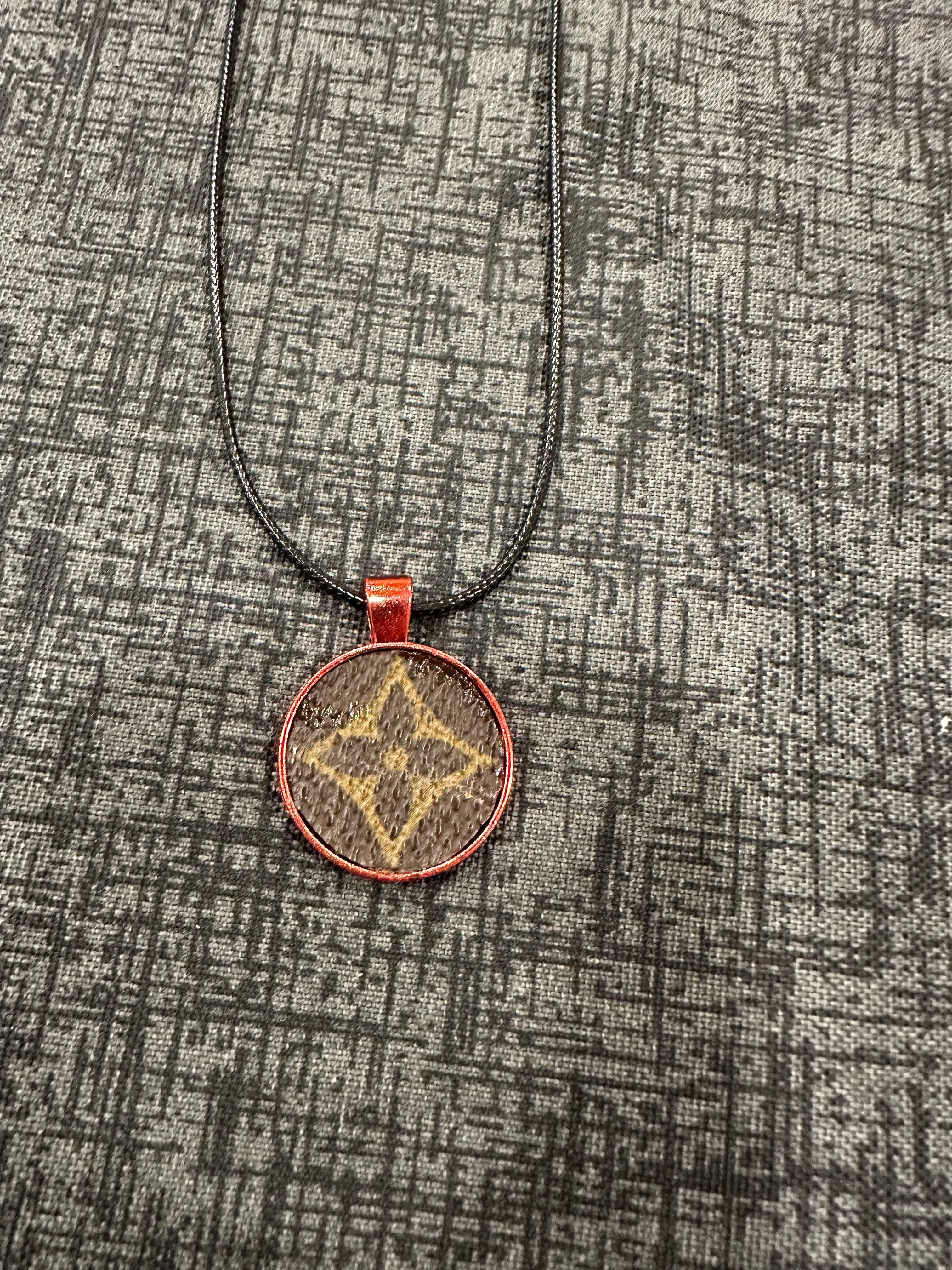 Product image for 0.	Necklace with upcycled LV inlay on charm