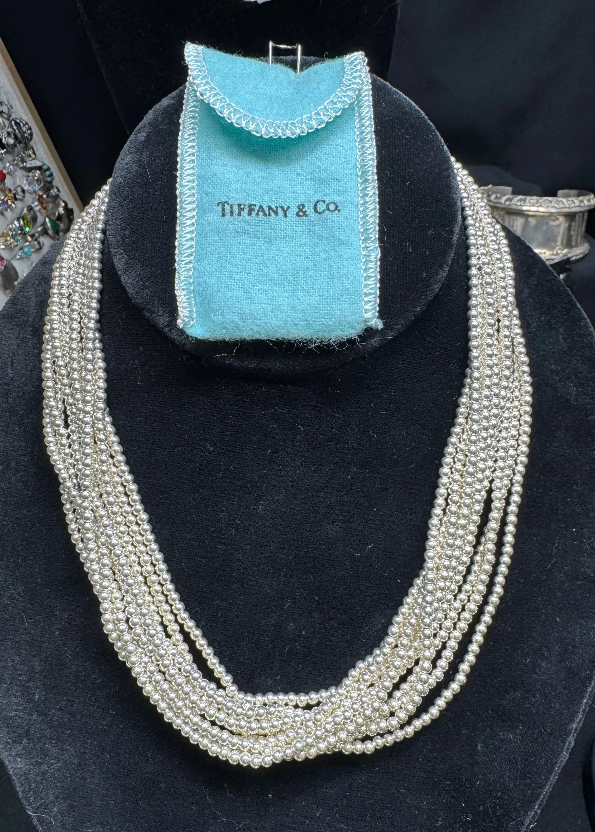 Product image for Tiffany & Co Sterling 10 strand beaded Torsade Necklace 18"