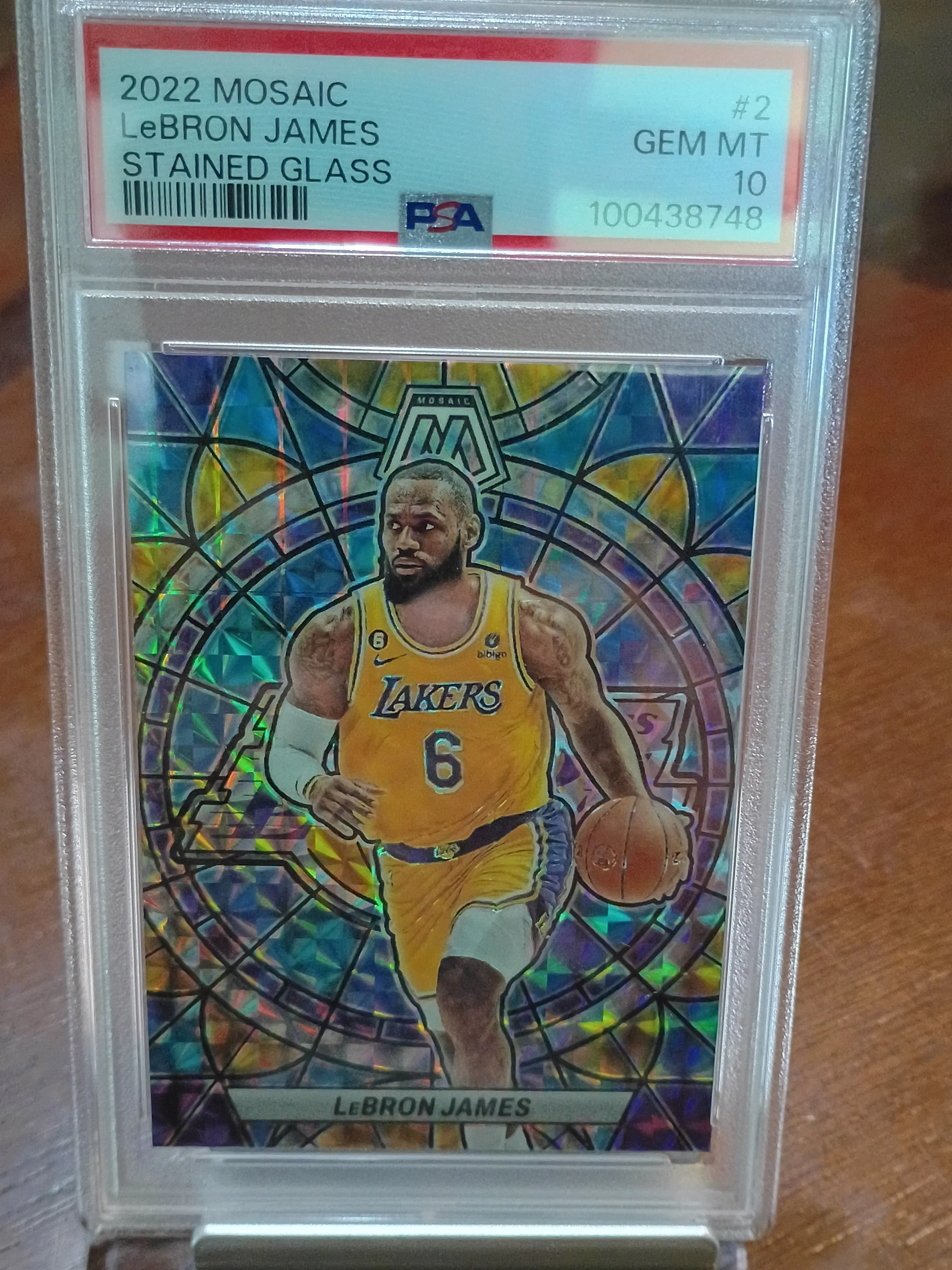 Product image for 2022-23 Mosaic Basketball LeBron James Stained Glass PSA 10