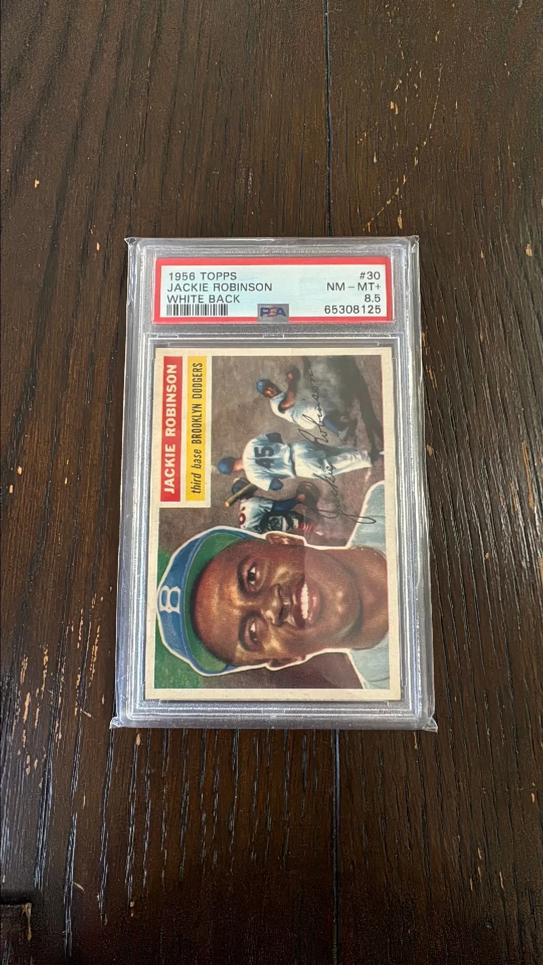 Product image for 1956 Topps Jackie Robinson 30 White Back PSA NM-MT+ 8.5