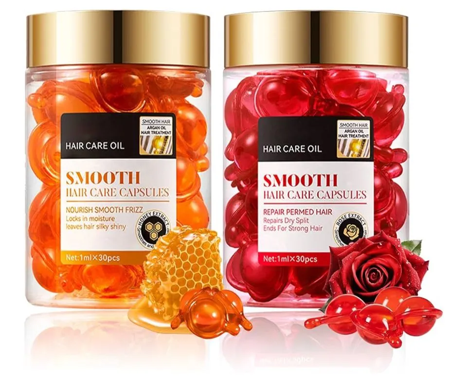 Product image for Rose & Honey Hair Serum – Moisturizing Hair Oil for All Hair Types (30 Capsules)