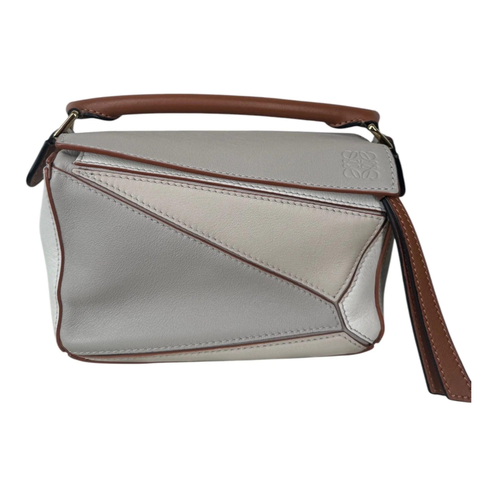 Product image for PRE-OWNED Neutral Leather Mini Puzzle Edge Shoulder Bag