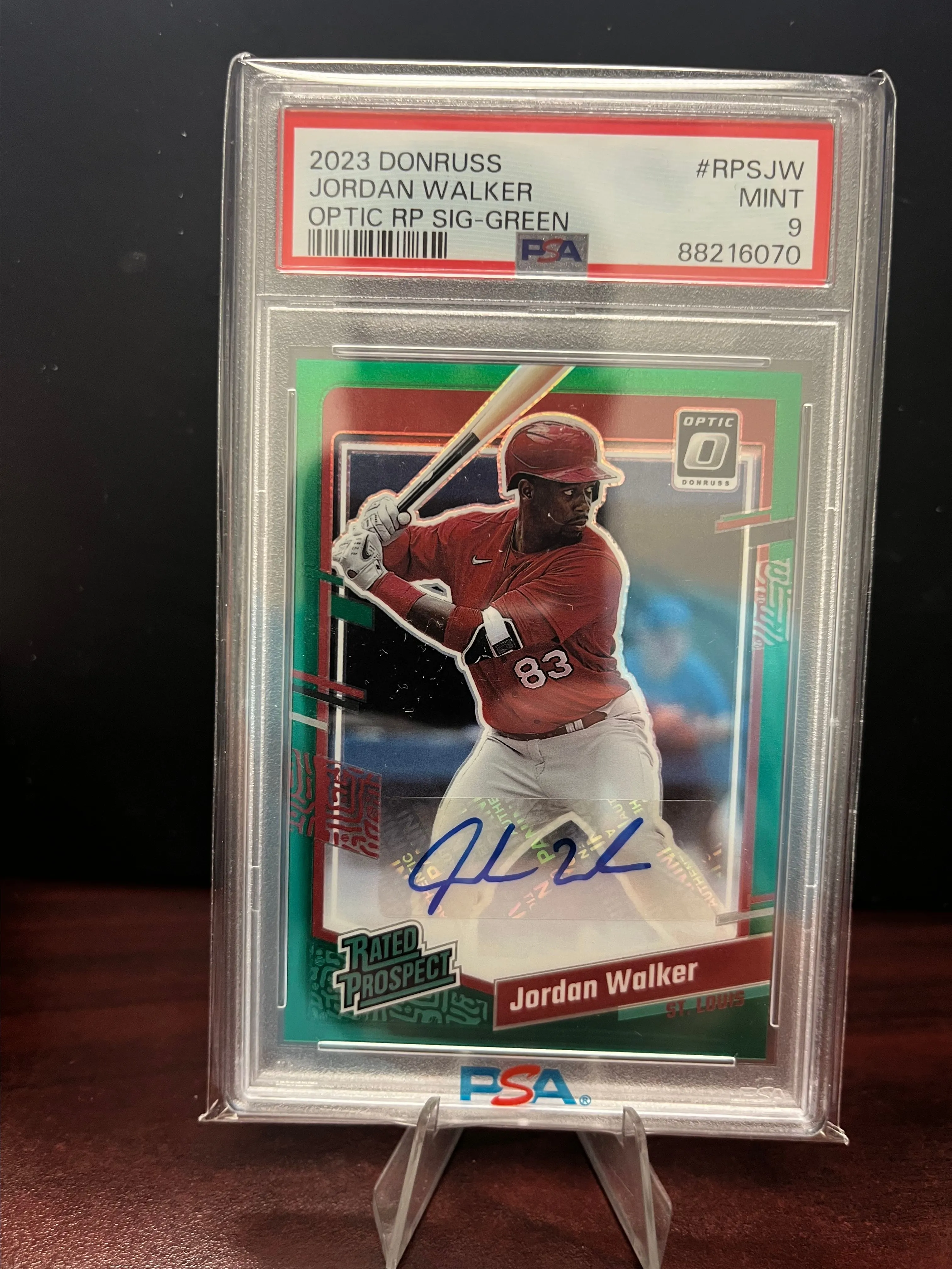 Product image for 2023 Optic Green Jordan Walker Auto/5 PSA 9