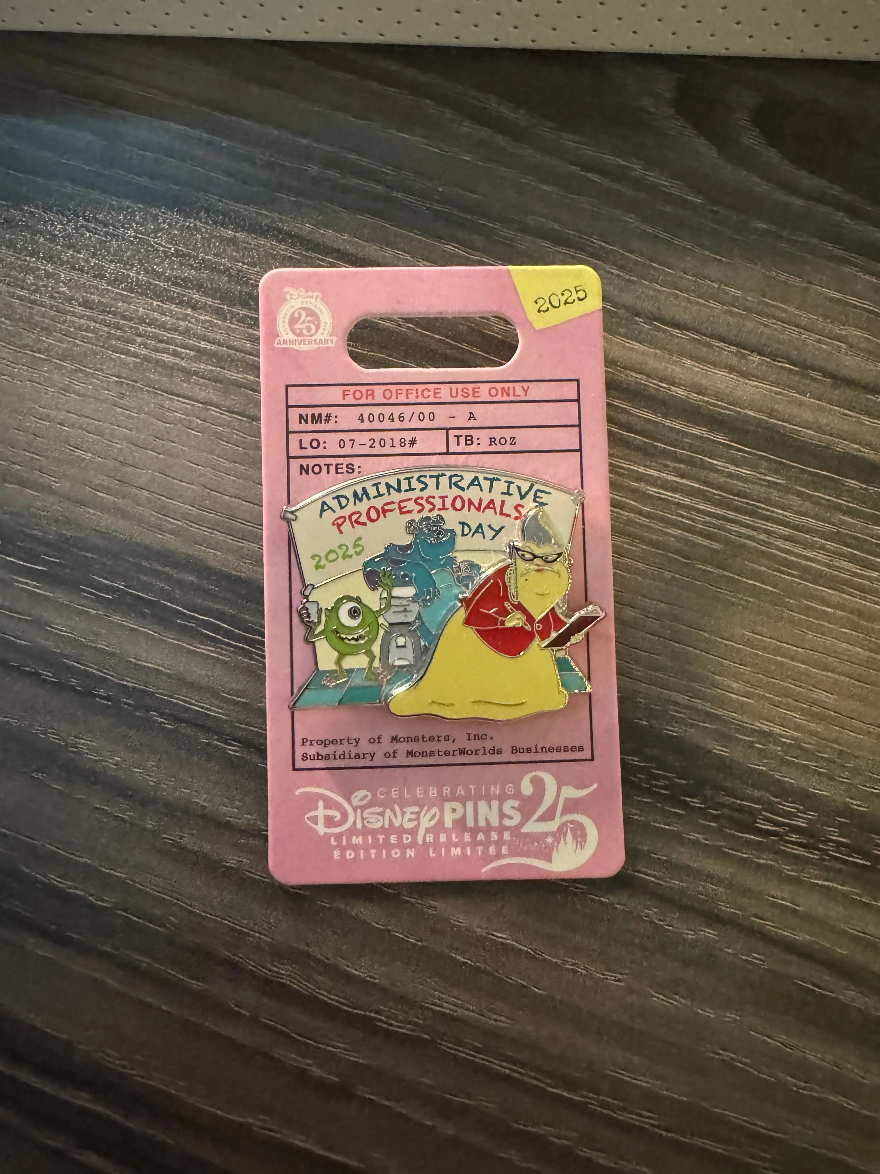 Product image for Disney Administrative Professionals Day 2025 Monsters Inc Mike Sulley Roz LR Pin
