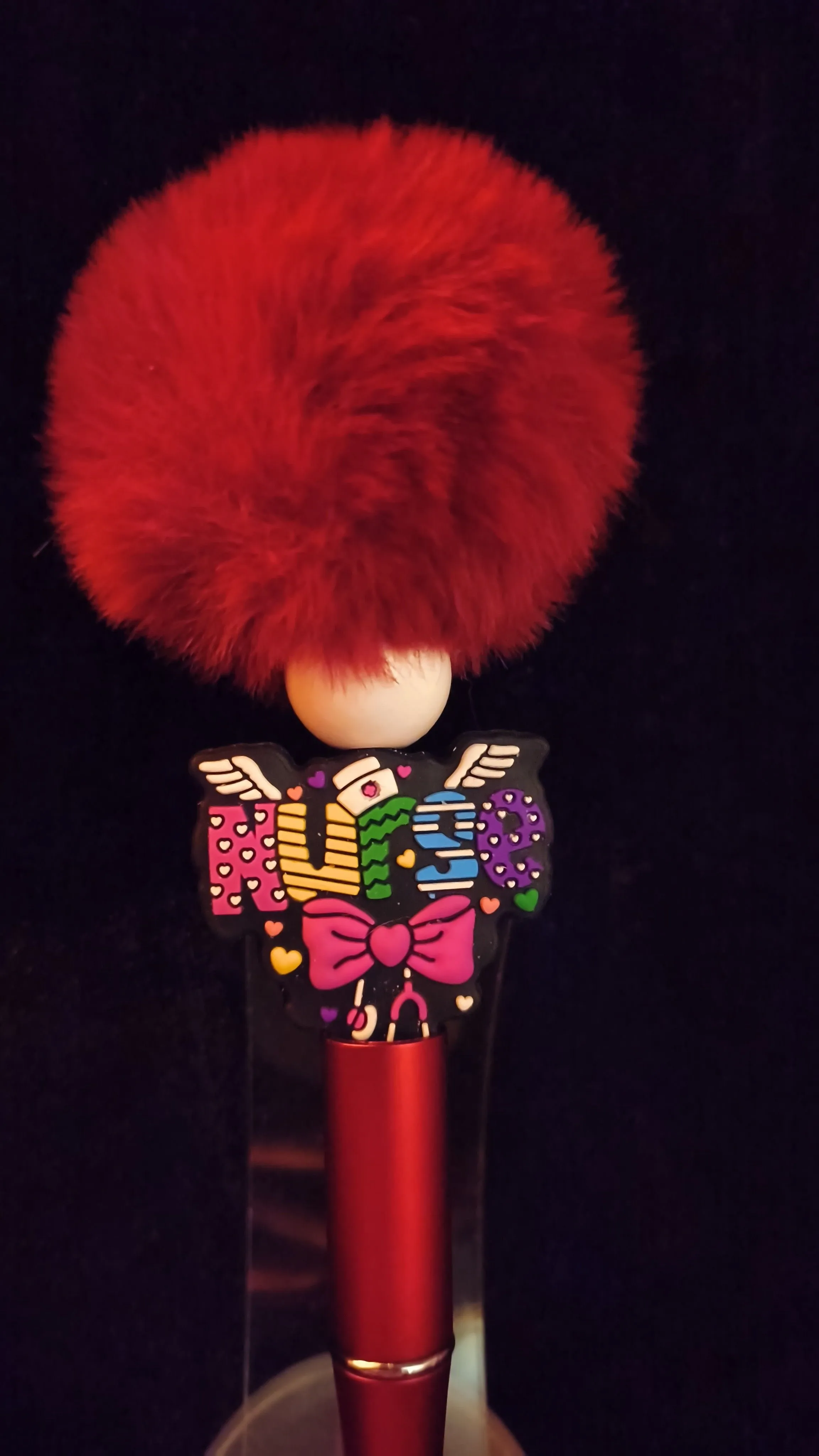 Product image for Beadable Pens - Satin Red Nurse Fluff #435