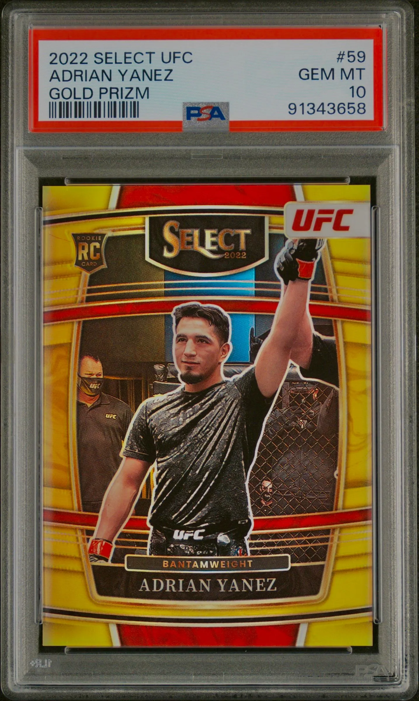 Product image for 2022 PANINI UFC SELECT ADRIAN YANEZ GOLD CONCOURSE RC