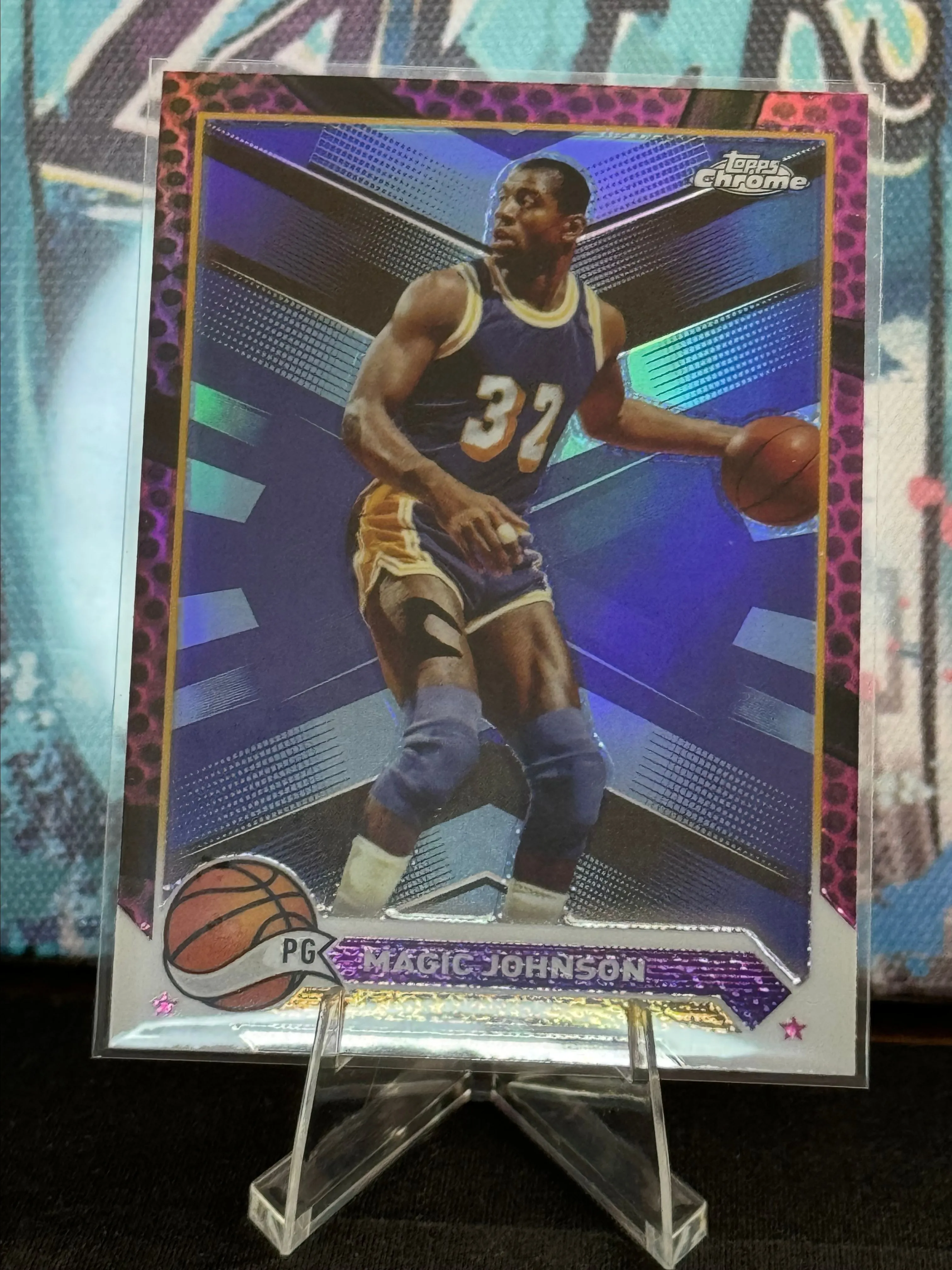 Product image for Magic Johnson pink basketball refractor SP