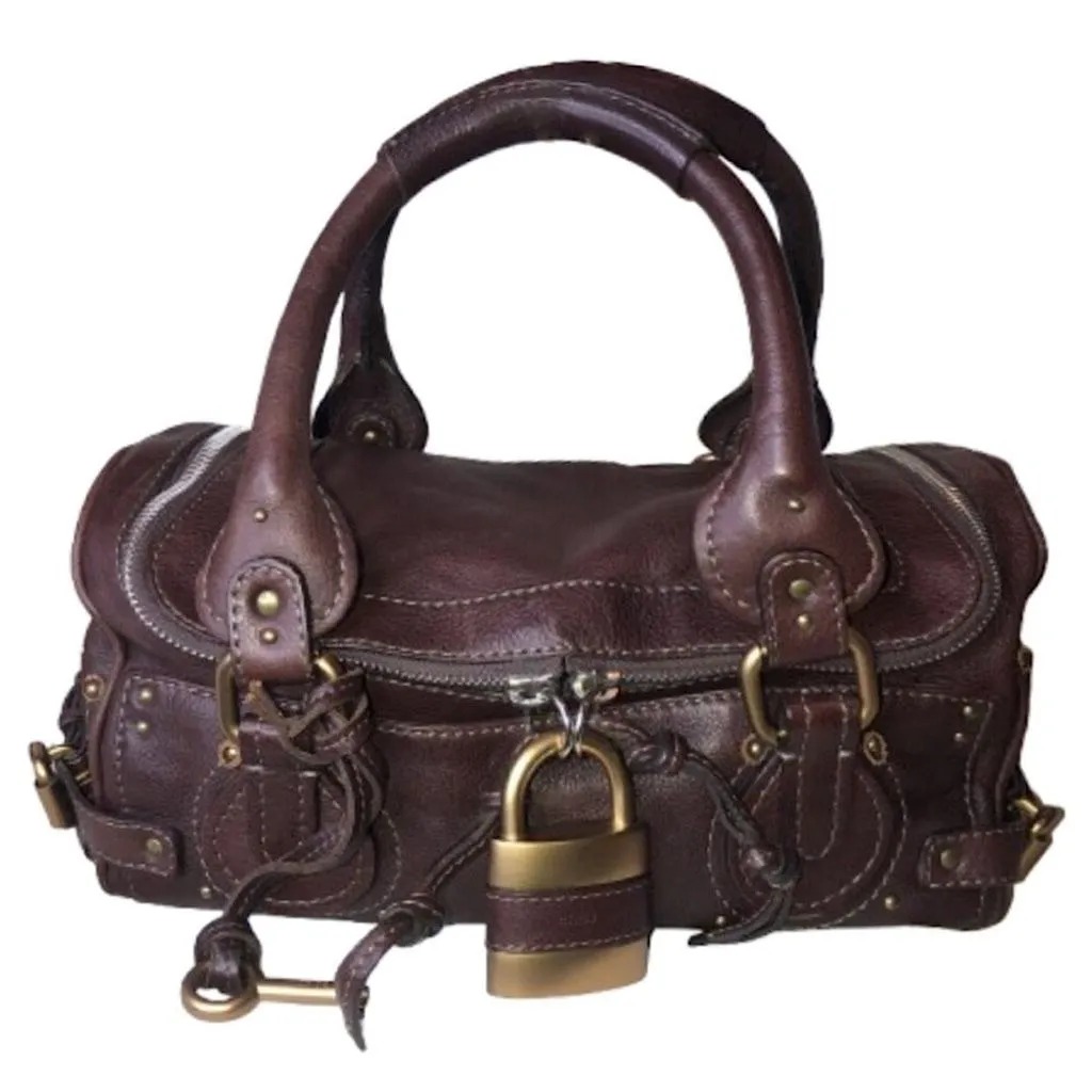 Product image for CHLOE Paddington Brown Leather Bag with Lock and Key, COA, Dust Bag