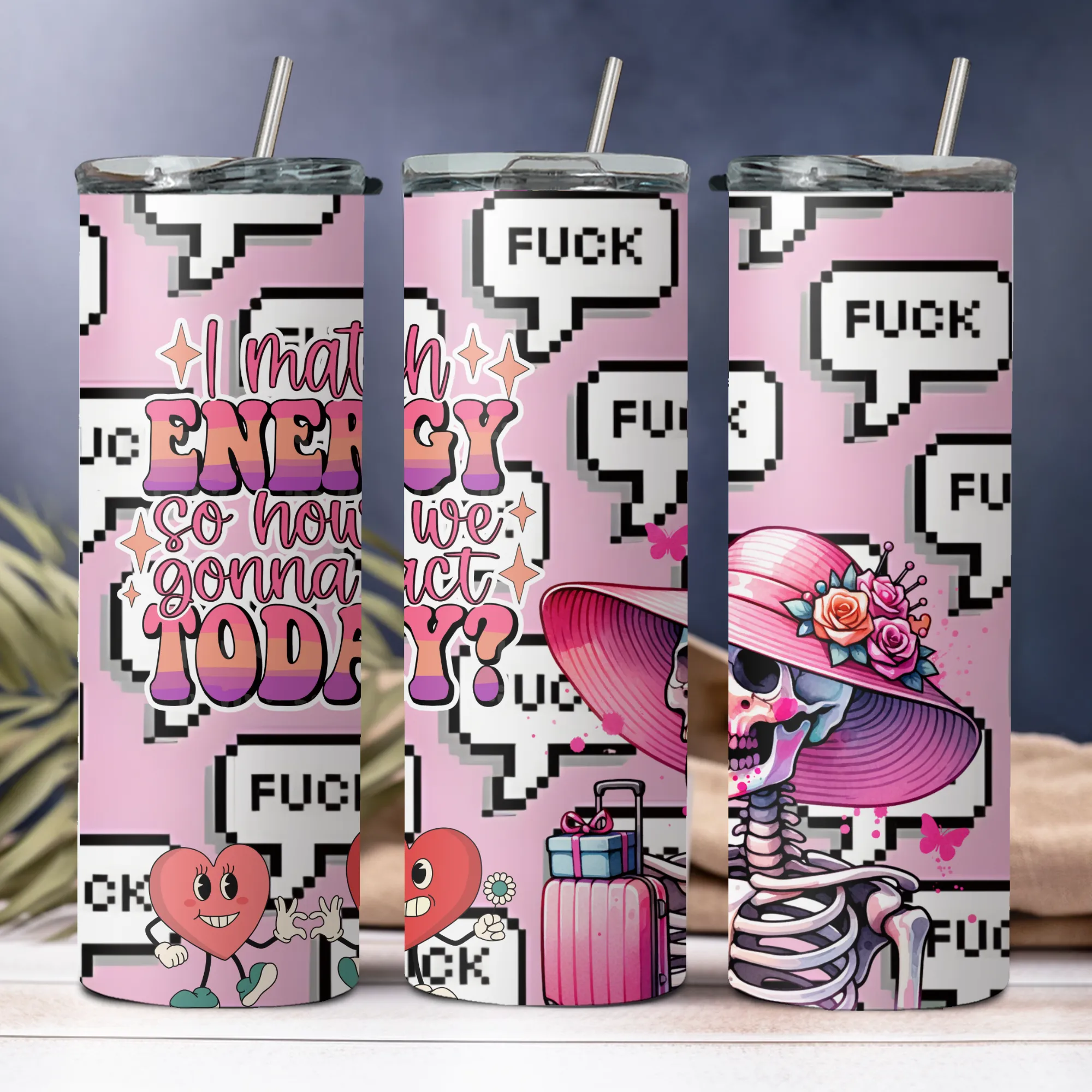 Product image for Funny and sarcastic 20oz stainless steel tumbler with lid and straw