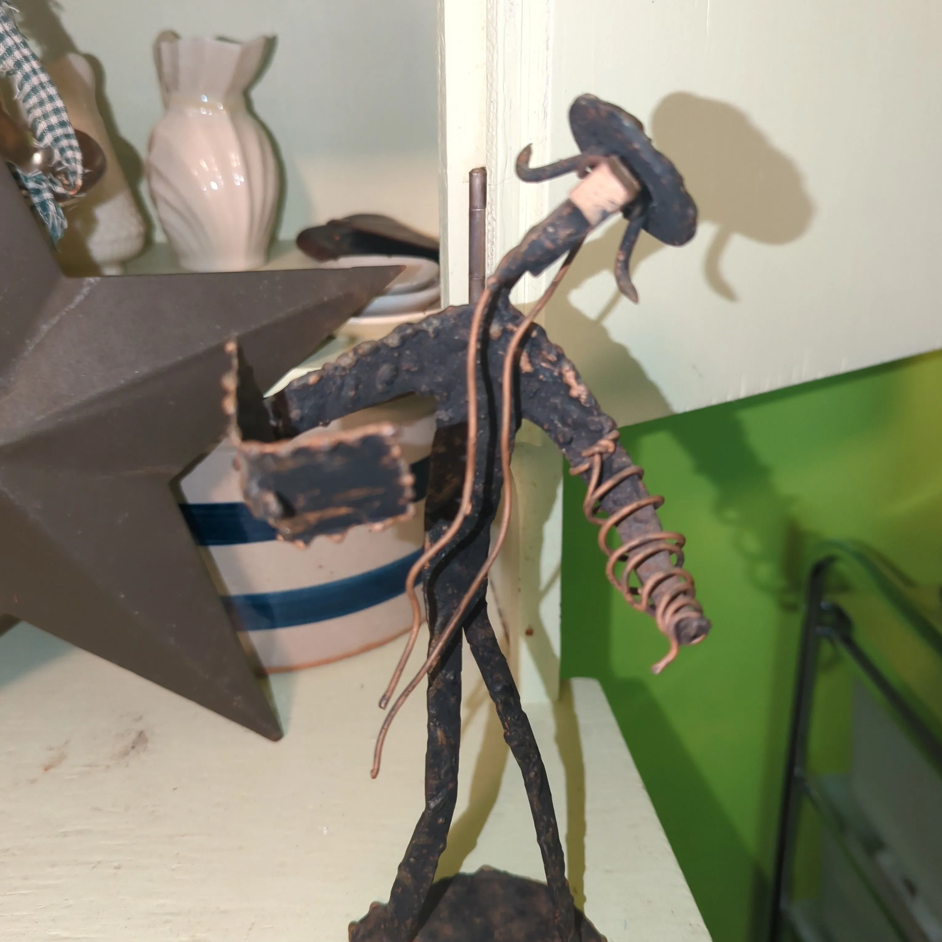 Product image for handmade metal Rabbi sculpture 