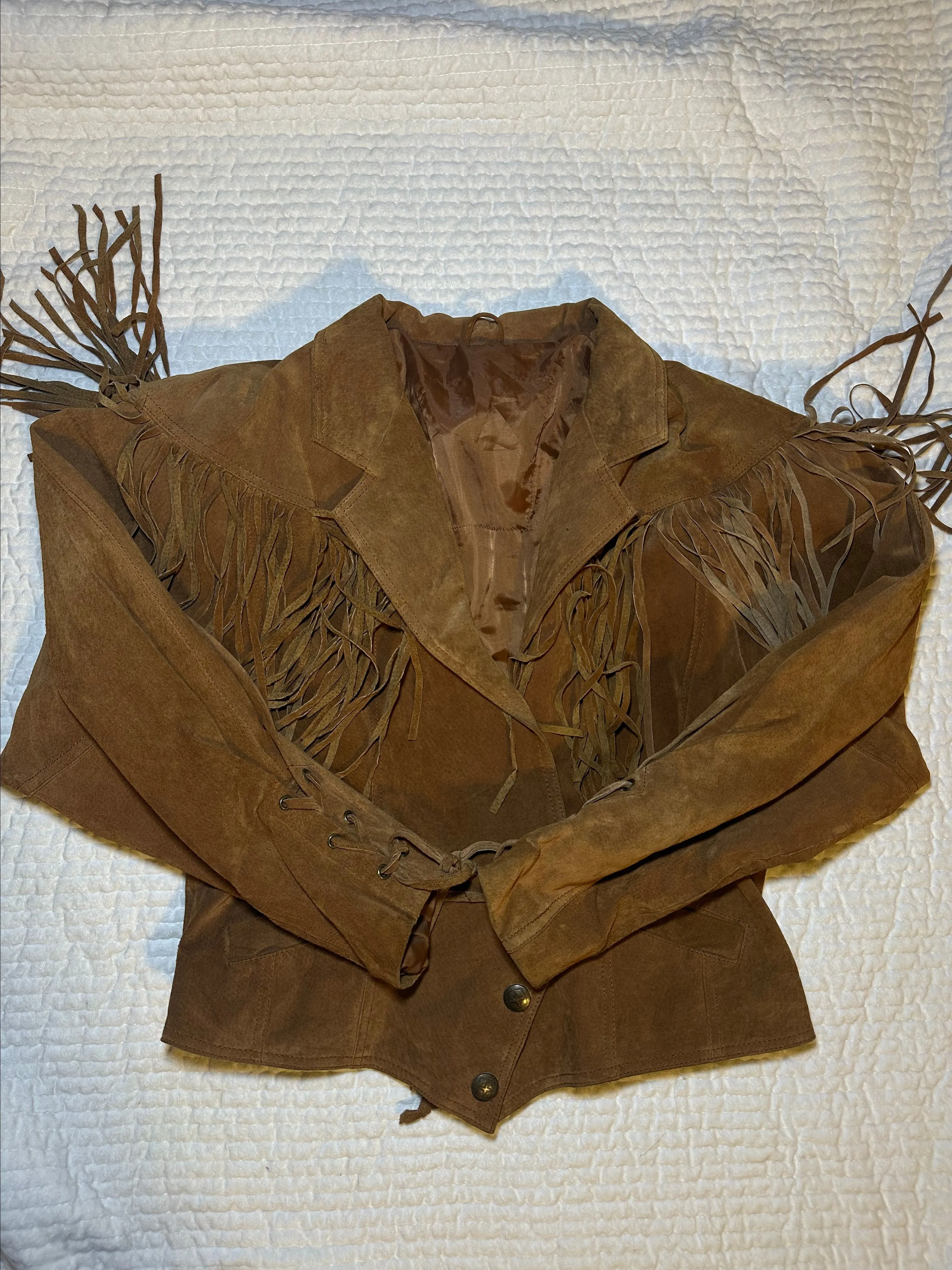 Product image for Brown Cowboy Cowgirl tassel leather jacket