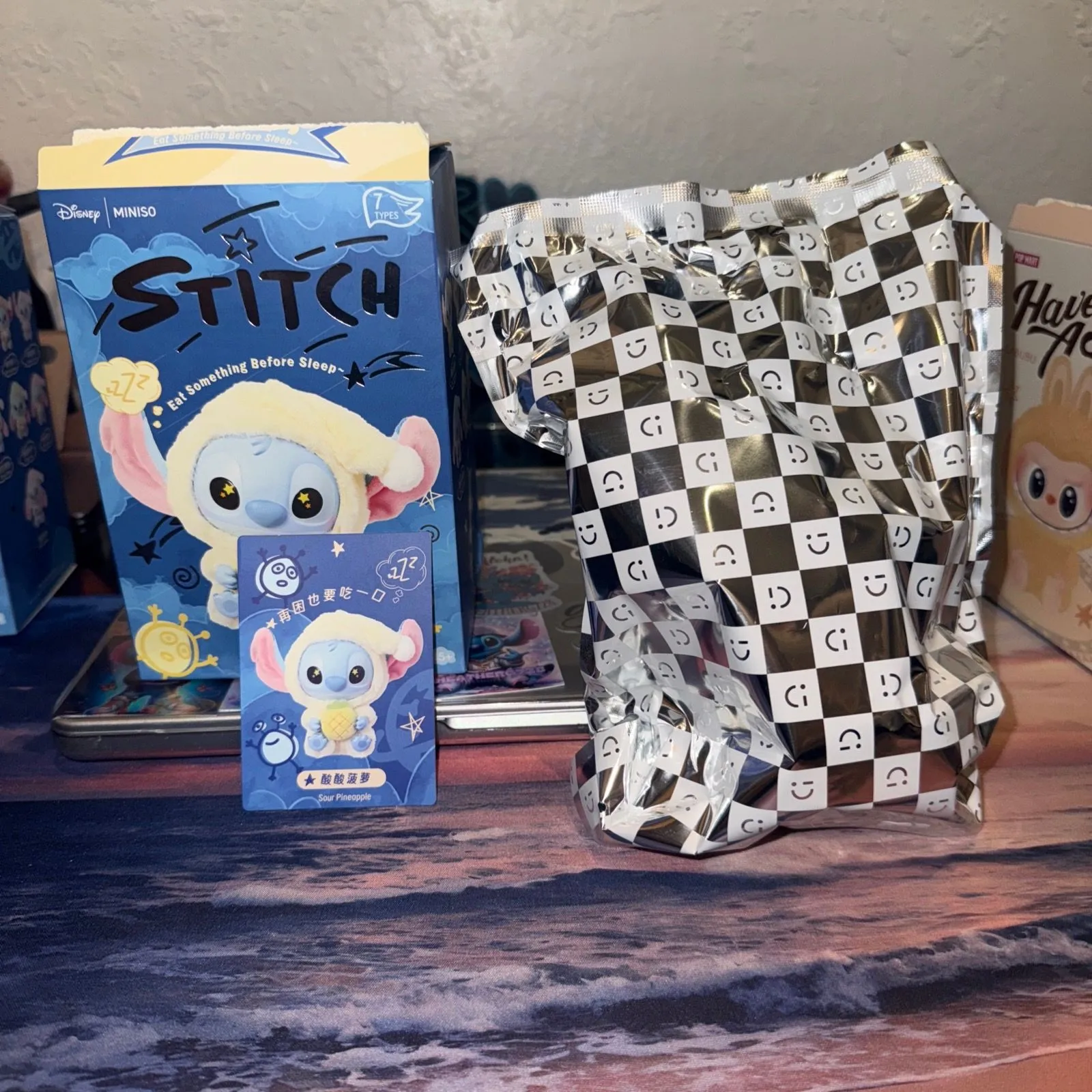 Product image for MINISO Stitch Eat Something Before Sleep Vinyl Plush Blind Box Sour Pineapple