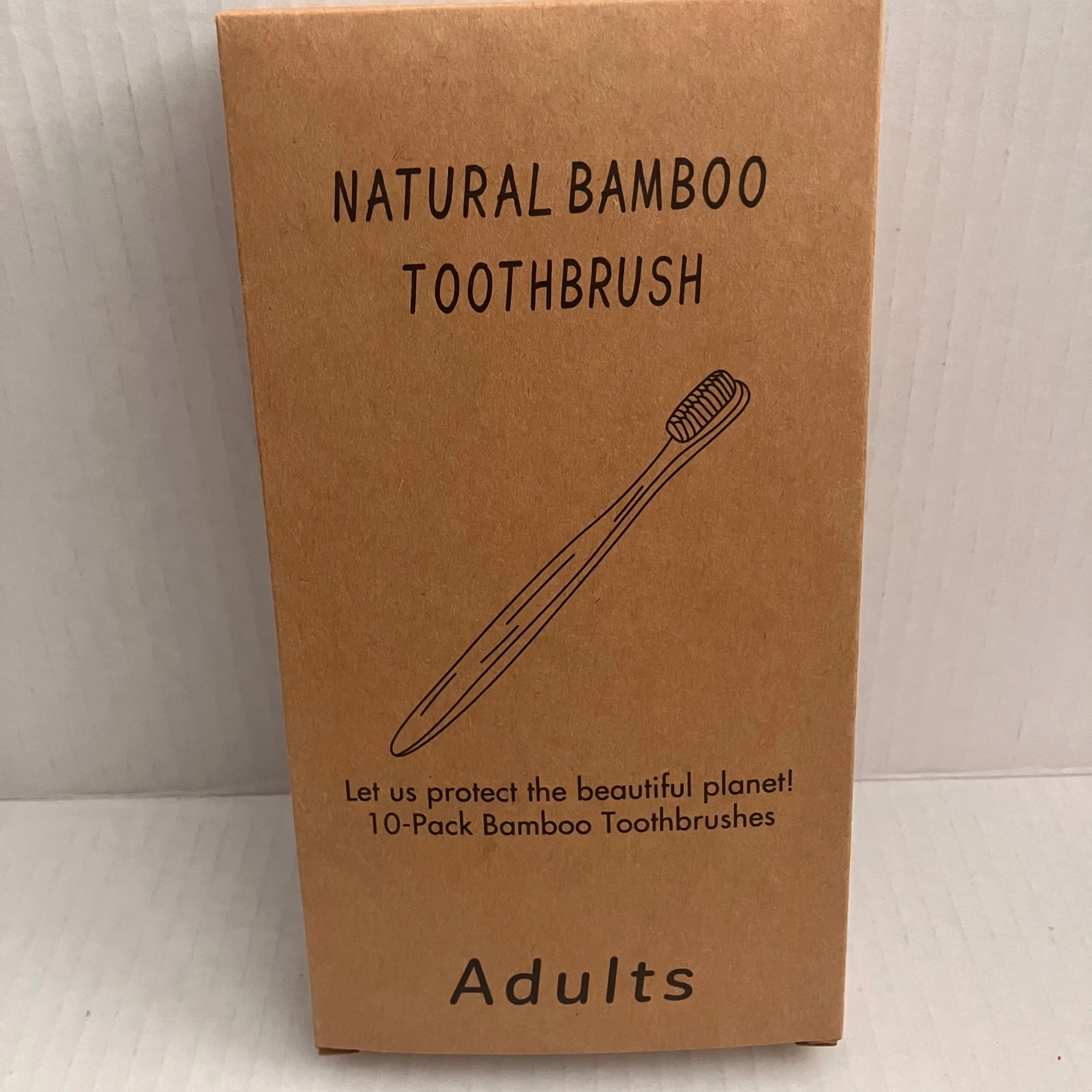 Product image for 10-Pack Bamboo Toothbrushes, Medium Bristles, Multi-Colored, Eco-Friendly