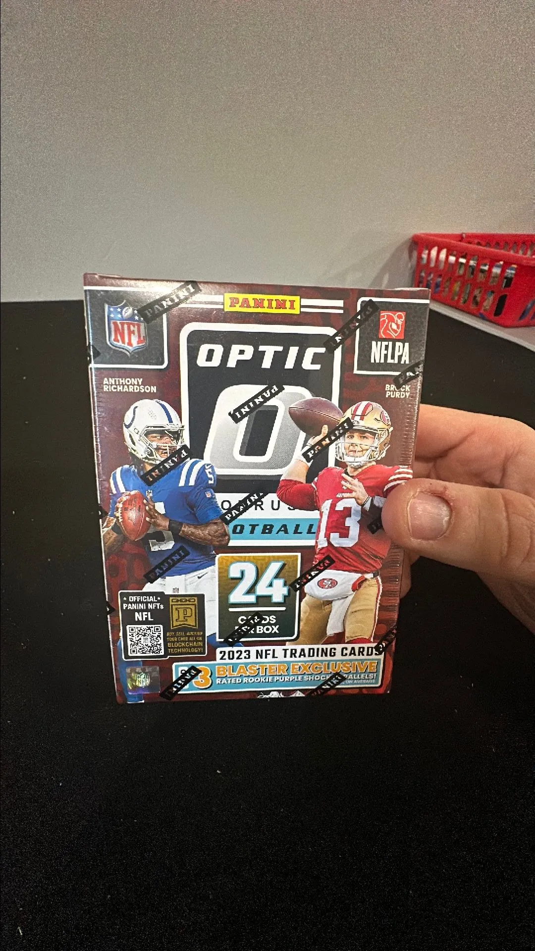 Product image for ( 1 ) 2023 Panini Donruss Optic Football ( PURPLE SHOCK ) NFL Blaster Box Downtown Chase