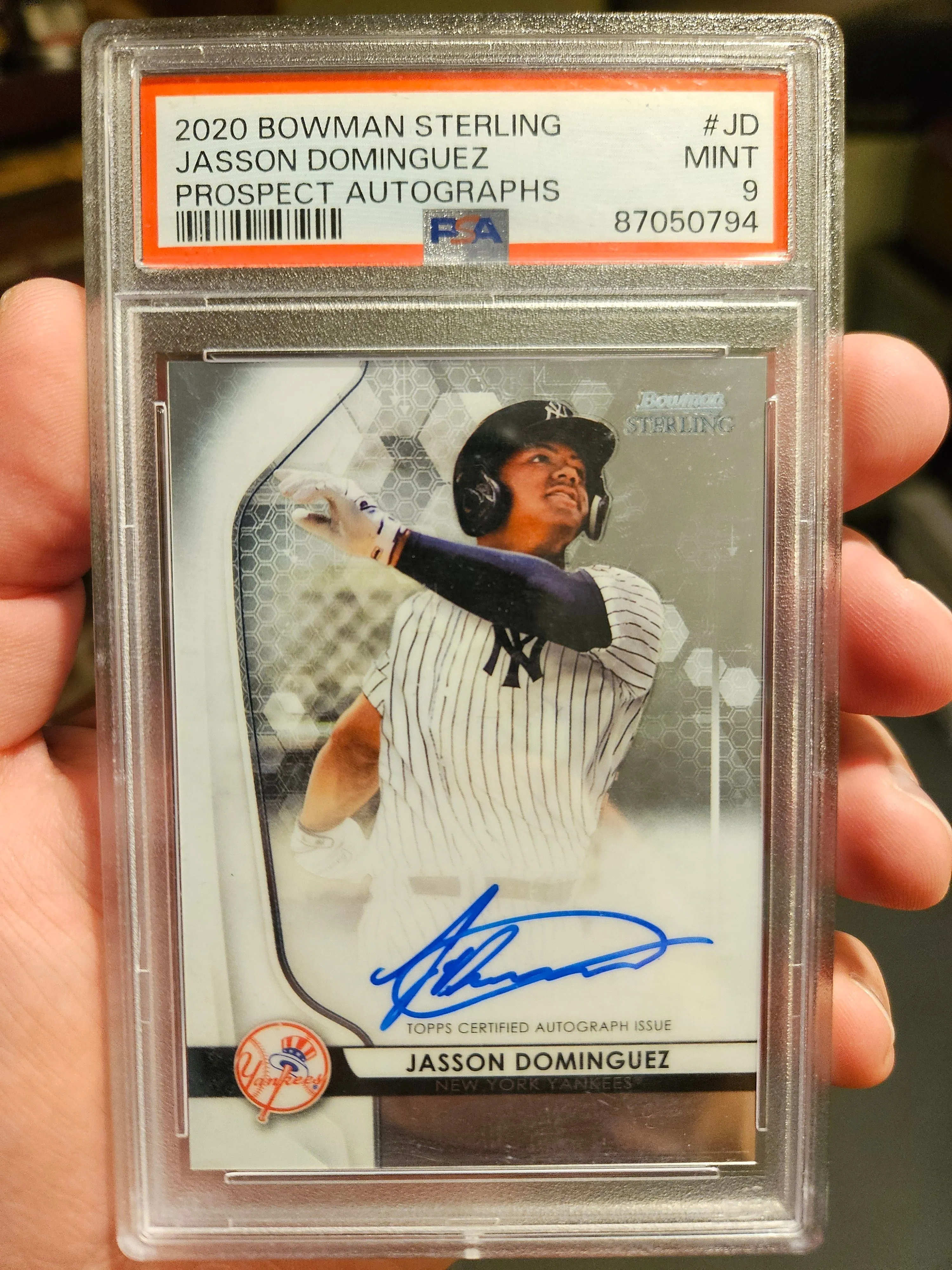 Product image for PSA 9 2020 Bowman Sterling Jasson Dominguez ON-CARD ROOKIE AUTO SP🔥Yankees RC🔥