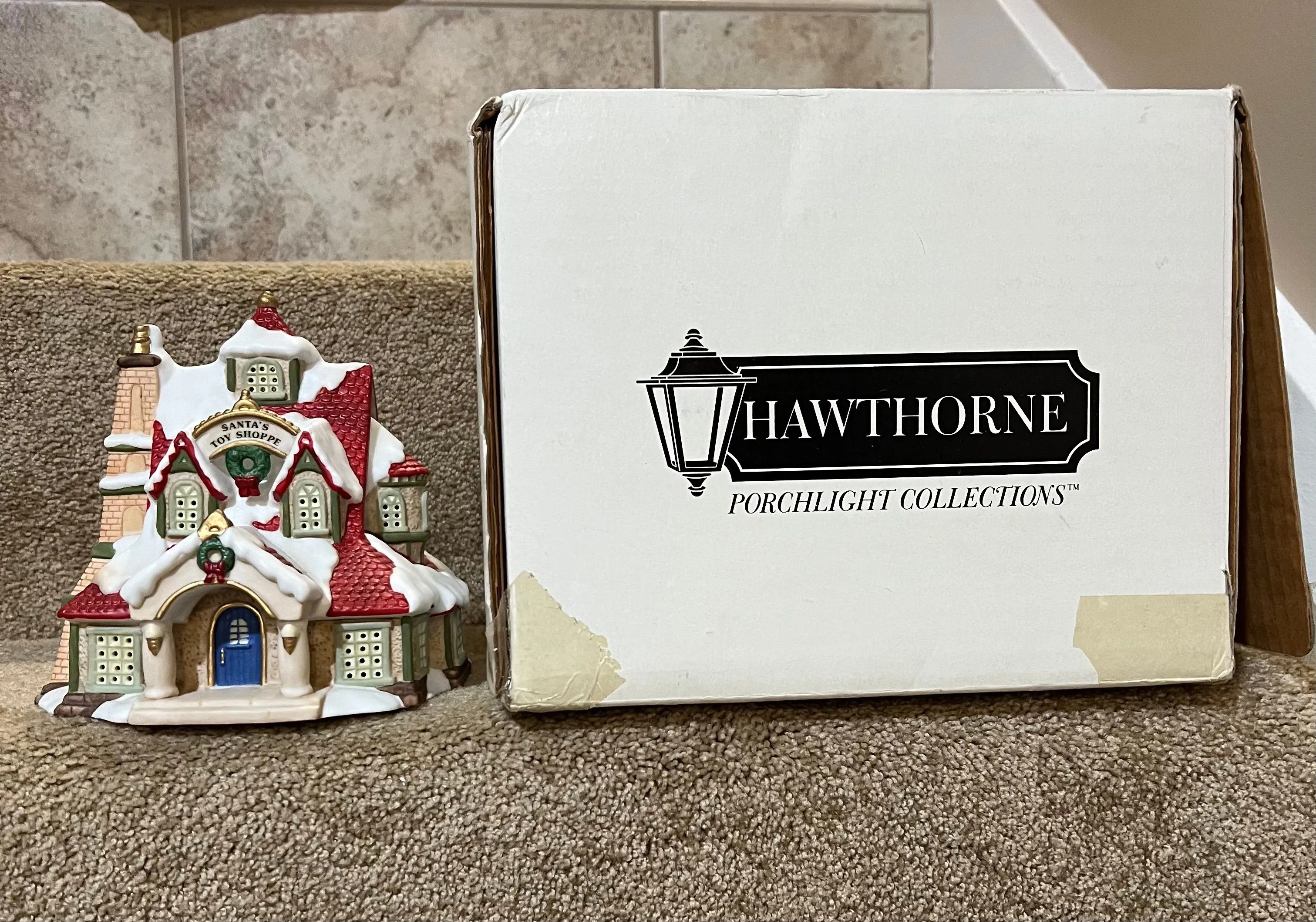 Product image for Hawthorne Porch Light North Pole Collection “Santa’s Toy Shoppe” 79101 1994 Box