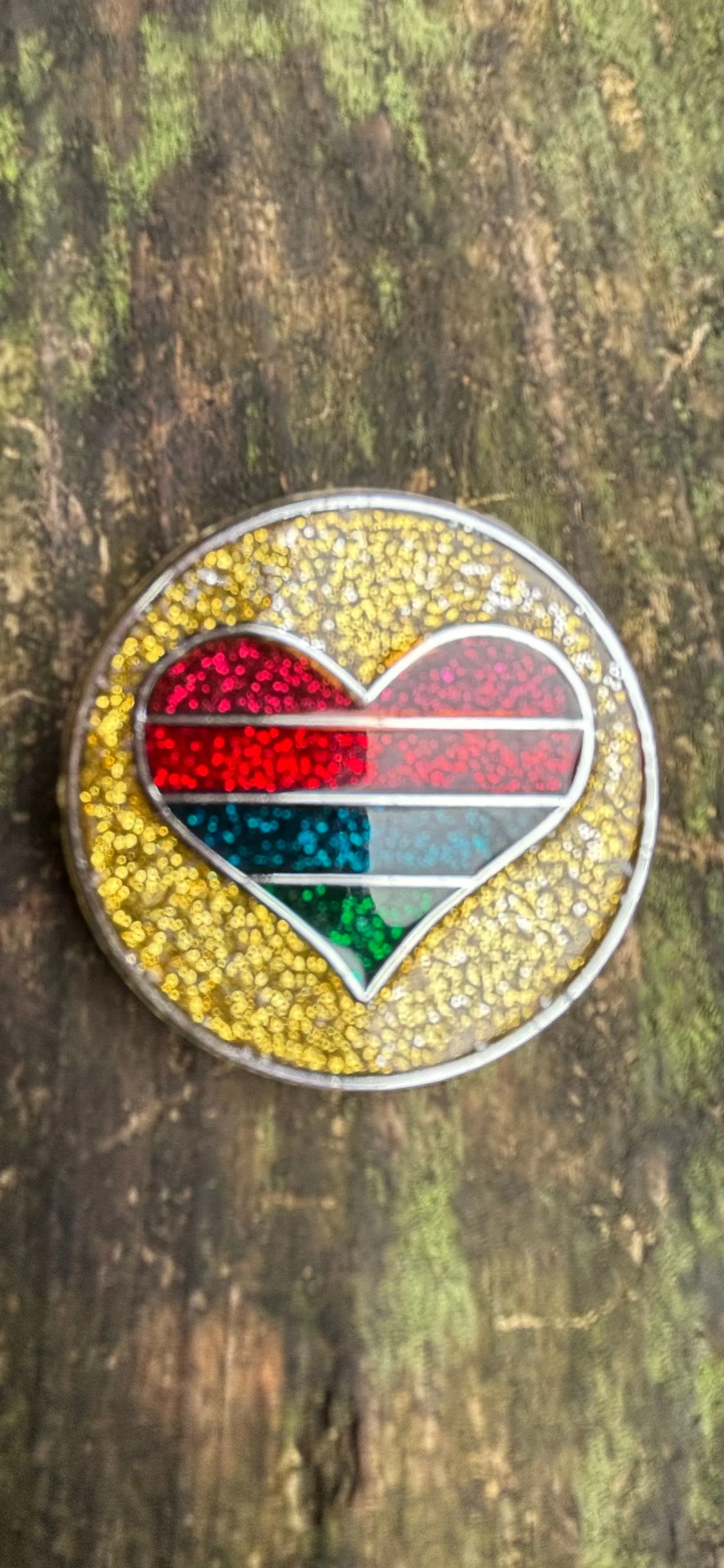 Product image for 3. 1983 Hallmark Rainbow Glitter Heart Brooch
