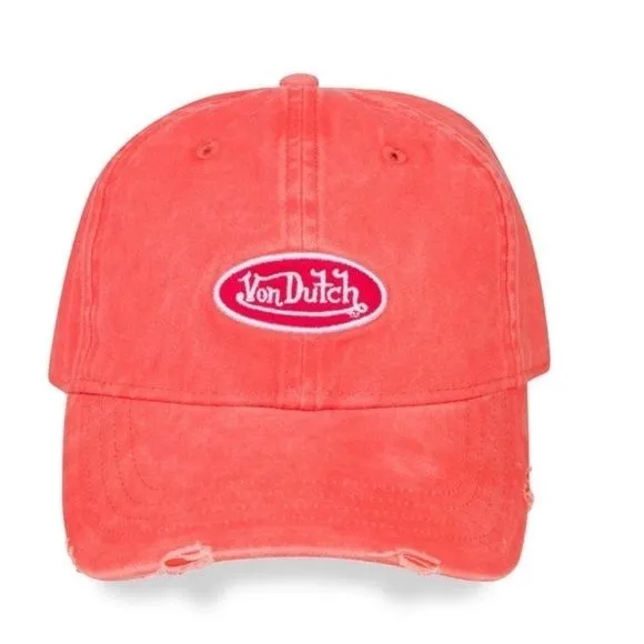 Product image for Orange Distressed Denim Von Dutch Dad Hat