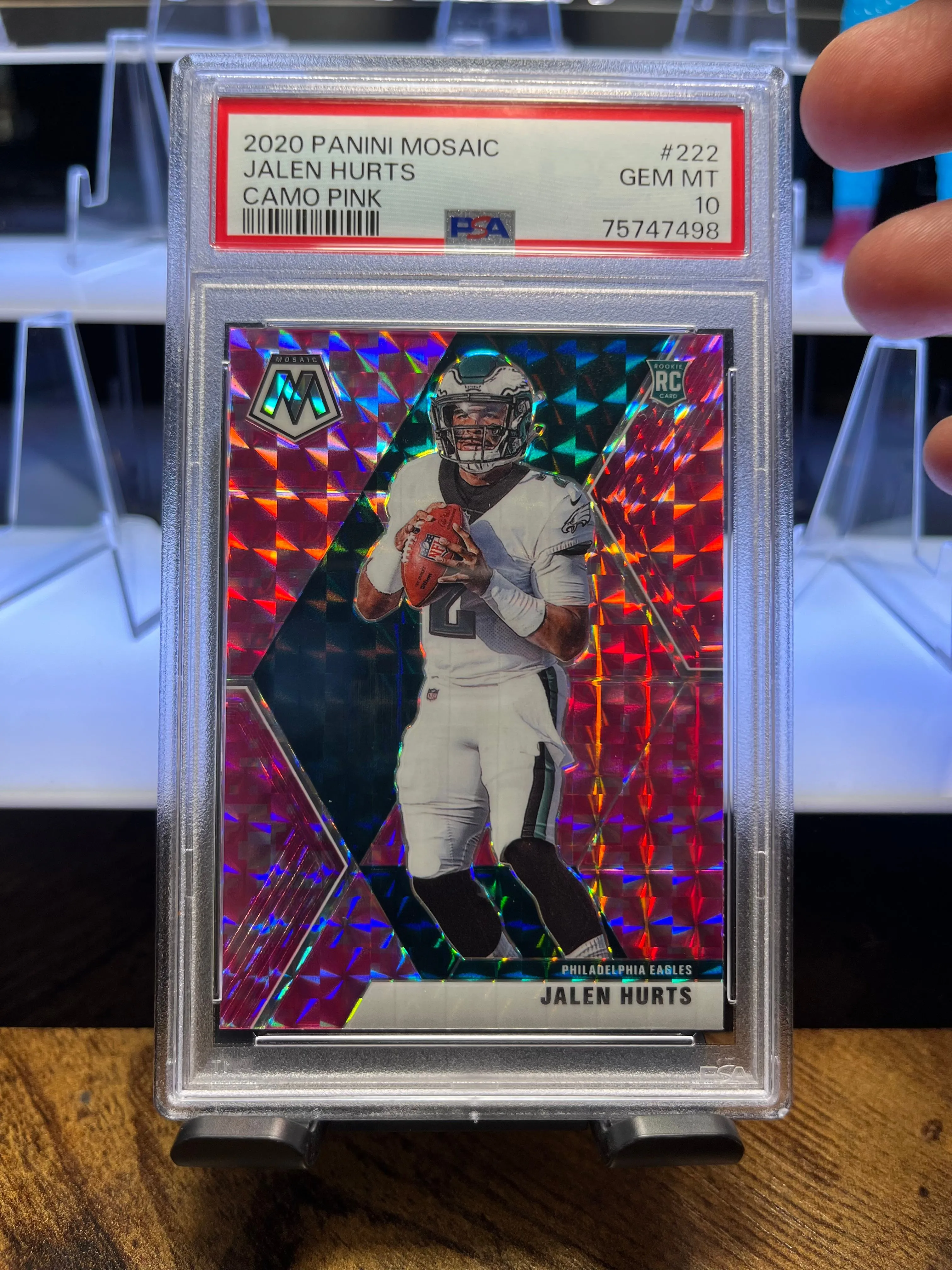Product image for Jalen Hurts Mosaic Pink Camo Rookie Card PSA 10