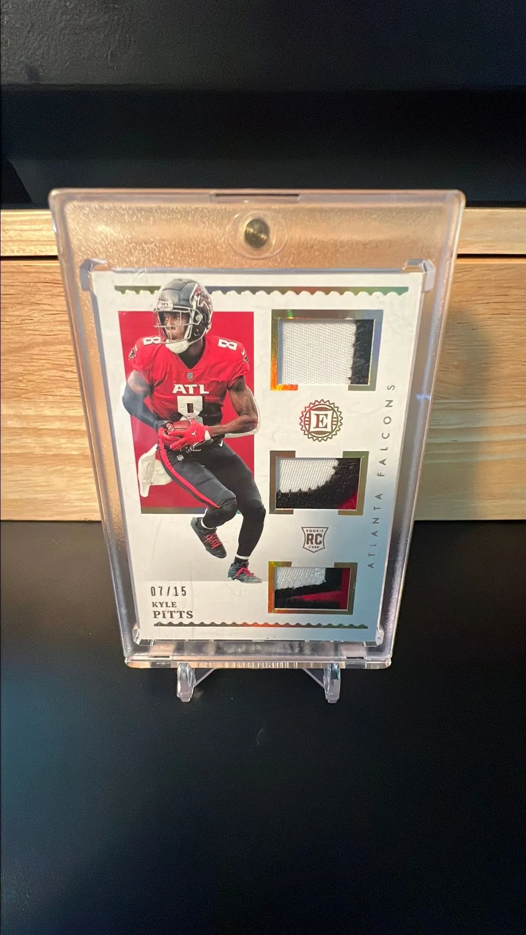 Product image for 2021 Encased Kyle Pitts Rookie 3 color patches 7/15