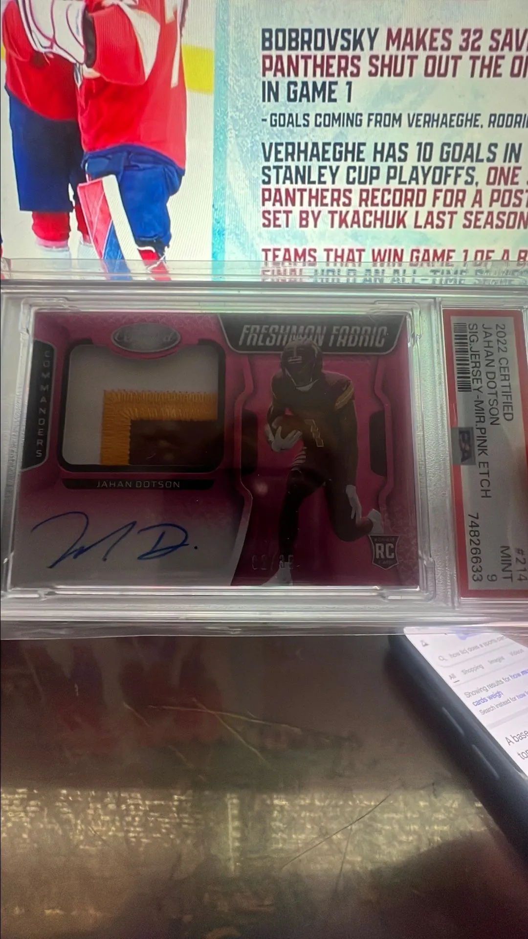 Product image for Jahan Dotson 2022 certified football RPA /35 PSA 9