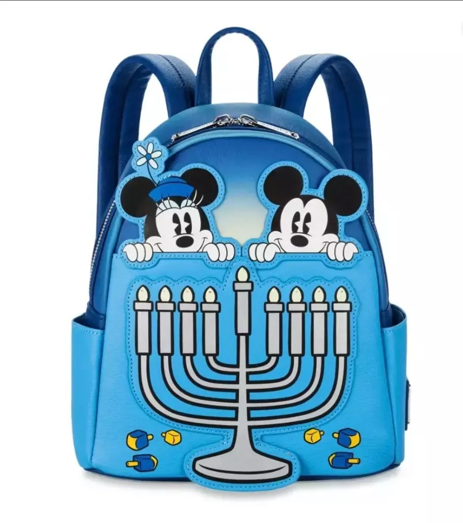 Product image for Disney Parks Mickey and Minnie Hanukkah Light-Up Loungefly Backpack
