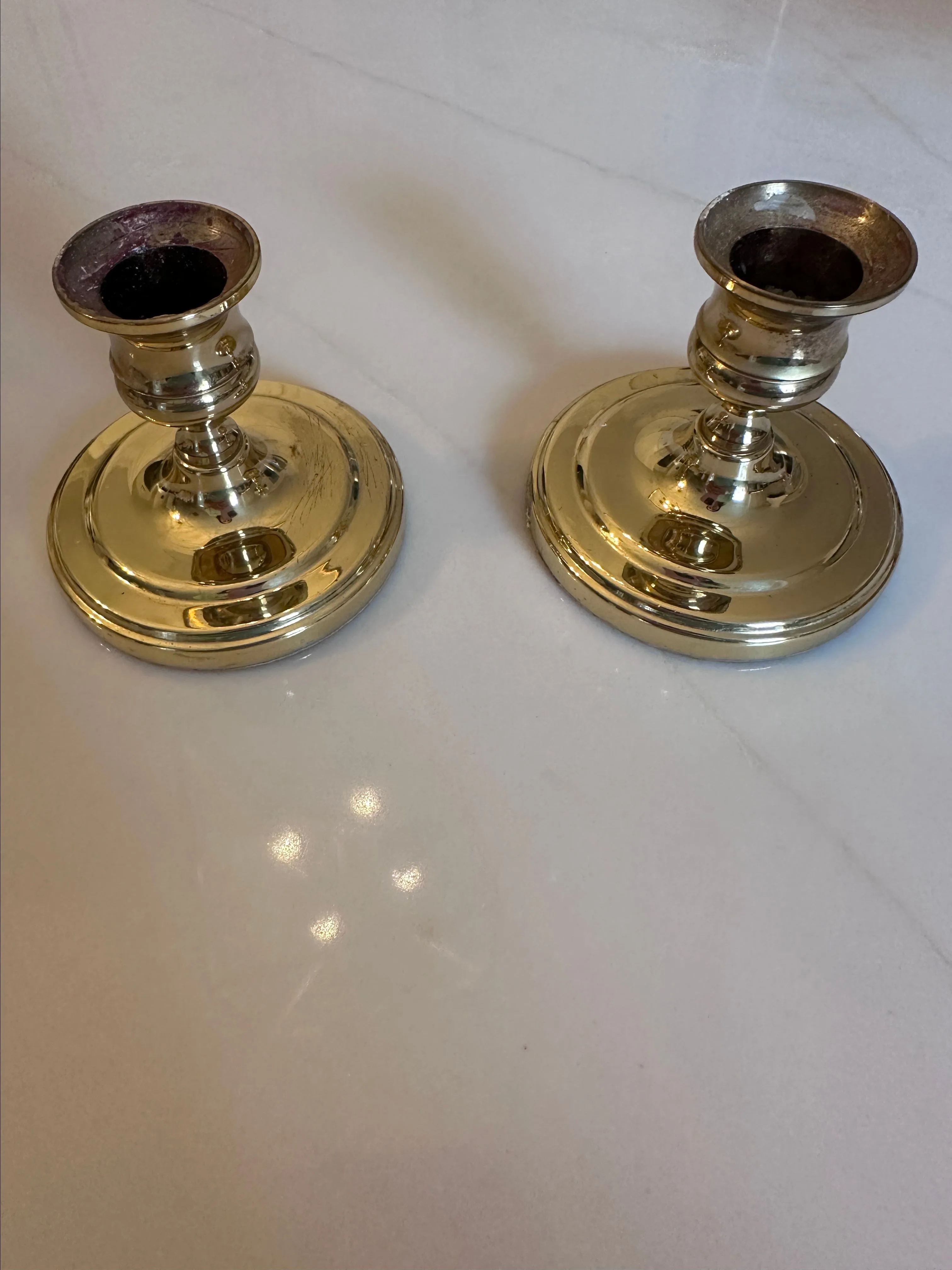 Product image for #79 PAIR Vintage Baldwin Brass Candle Holders