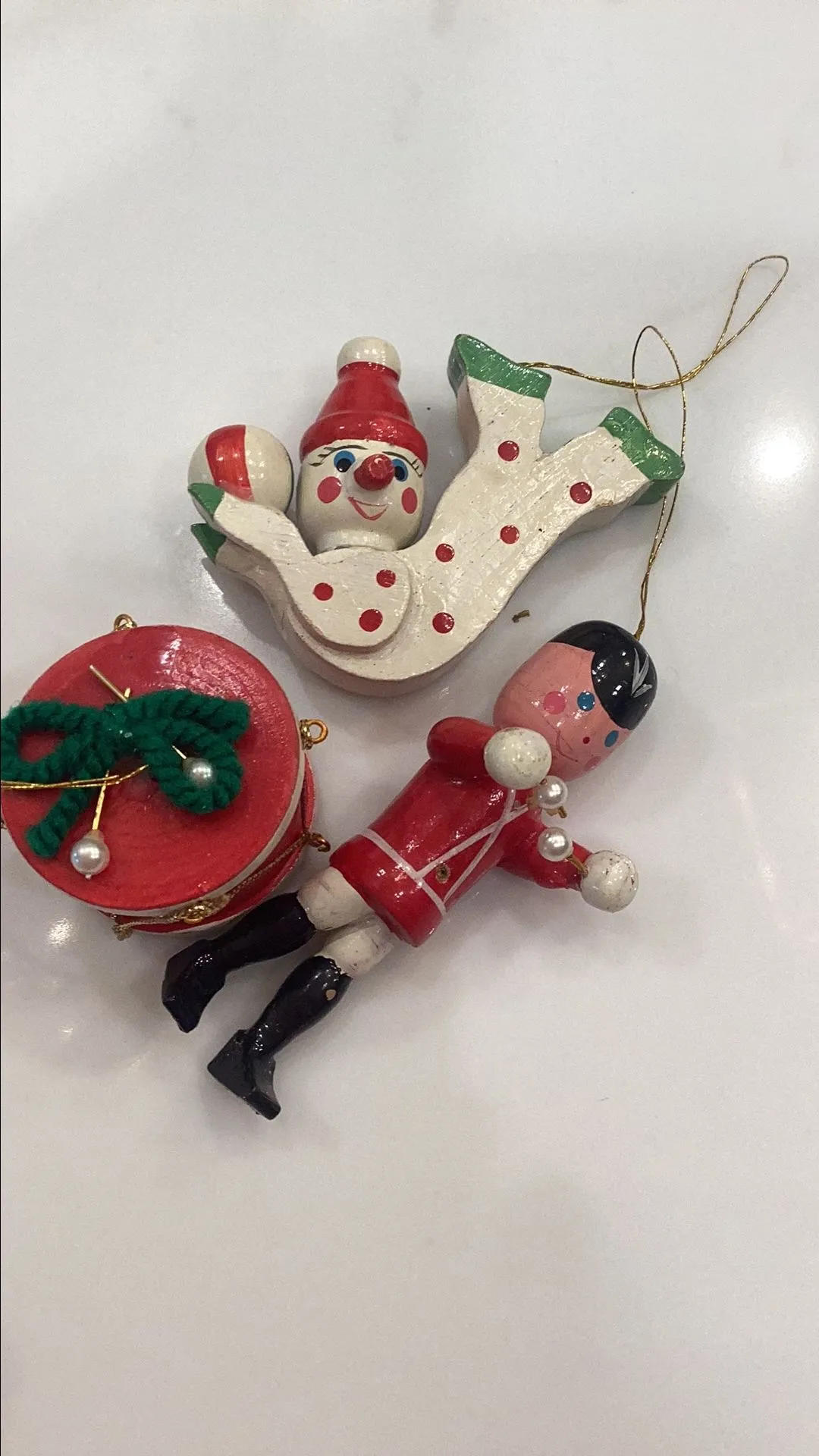 Product image for vintage wood ornaments set of 3