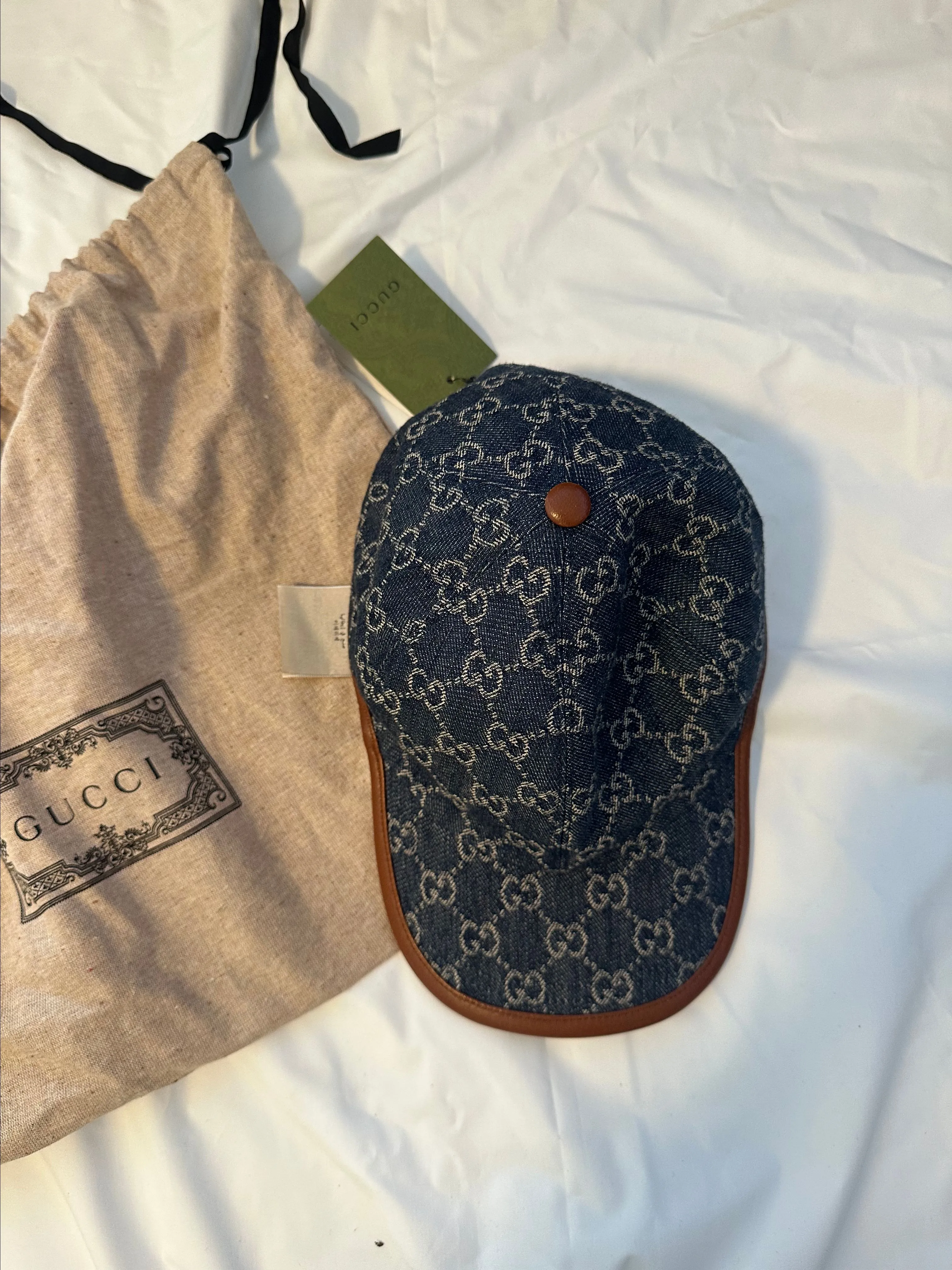 Product image for Gucci Hat Blue Ivory Size Large Brand New