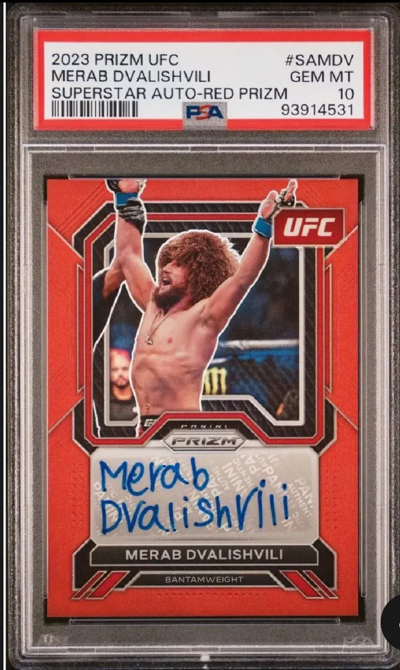 Product image for Merab Dvalishvili Red Prizm Auto /99 PSA 10